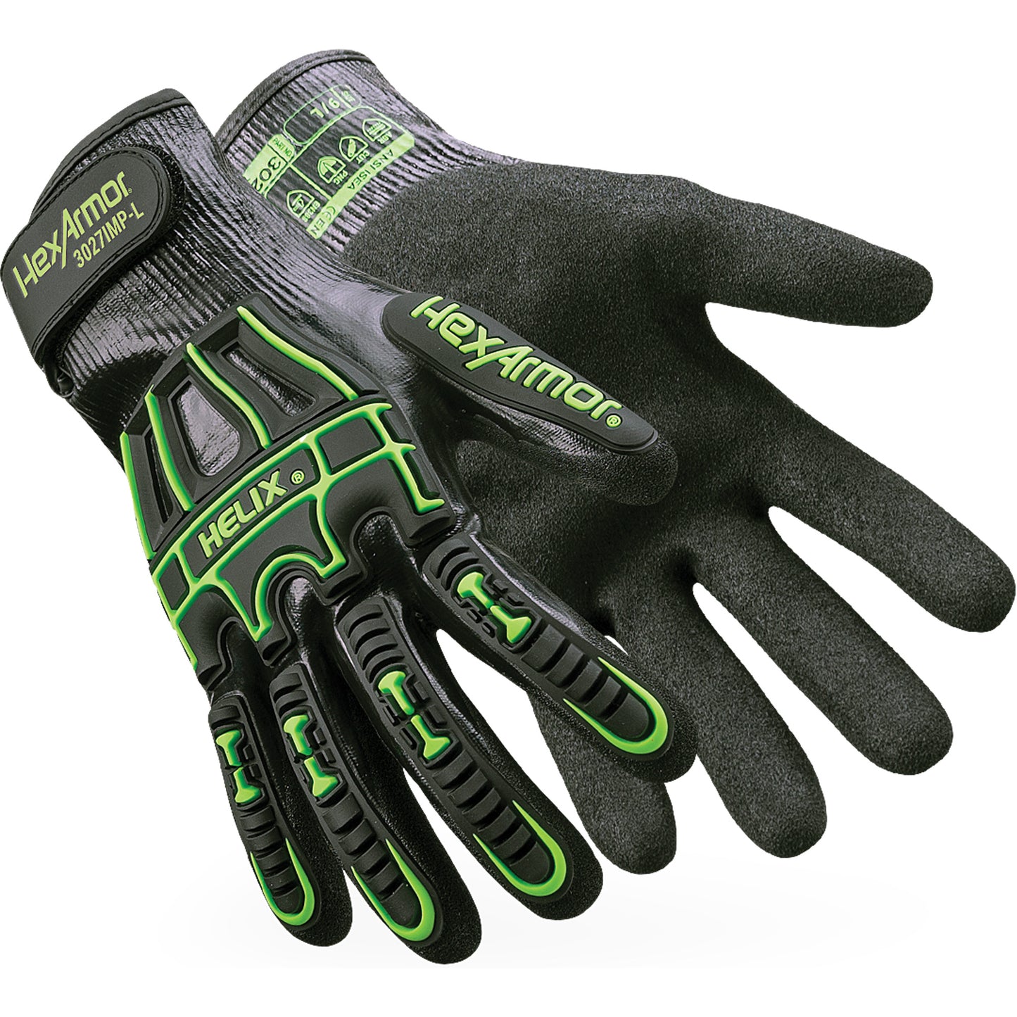 Hexarmor Helix® 3027IMP Gloves, Size Large/9, 21 Gauge, Nitrile Coated, HPPE Shell, ASTM ANSI Level A7