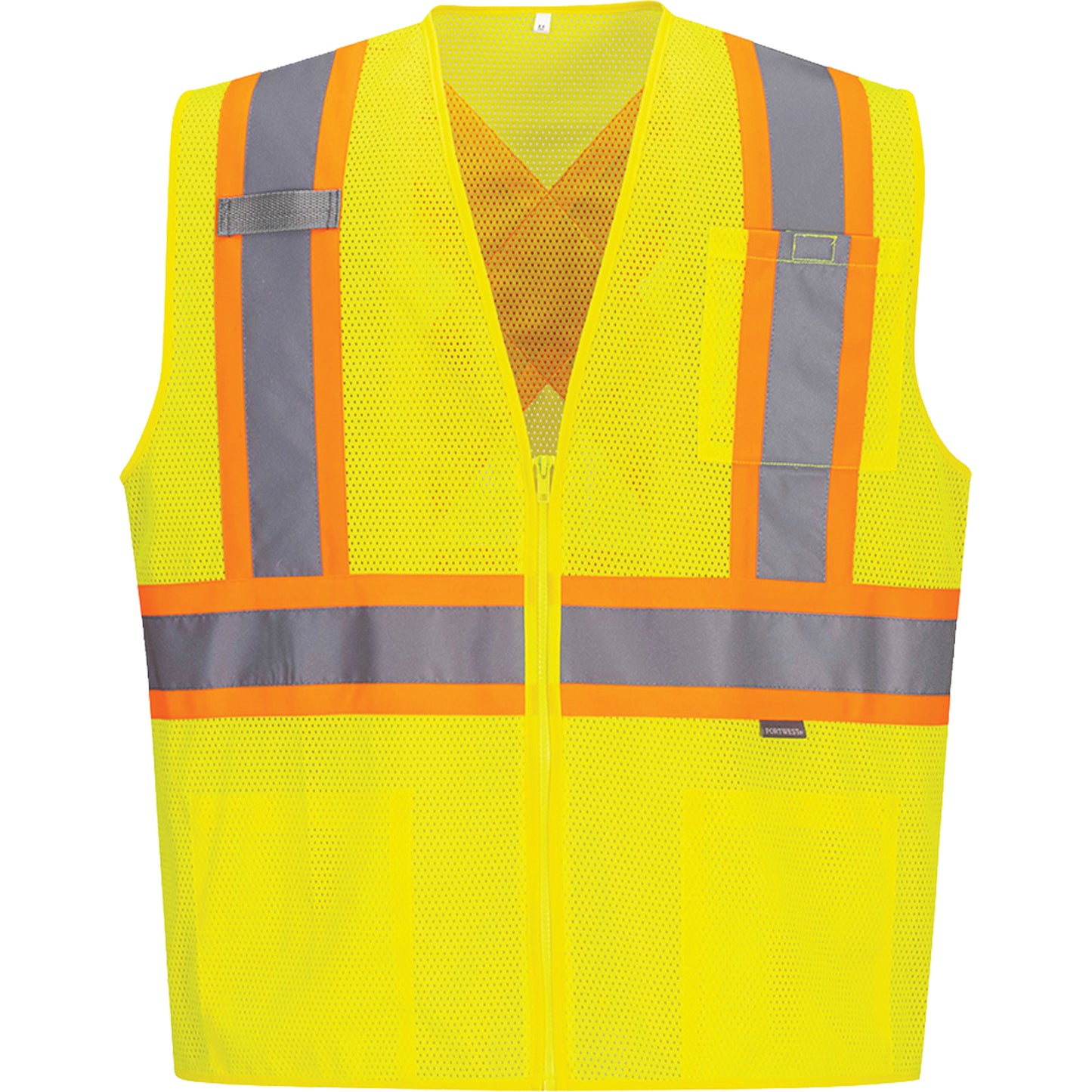 IFR Workwear Contrast-Striped Safety Vest, High Visibility Lime-Yellow, 2X-Large, Polyester