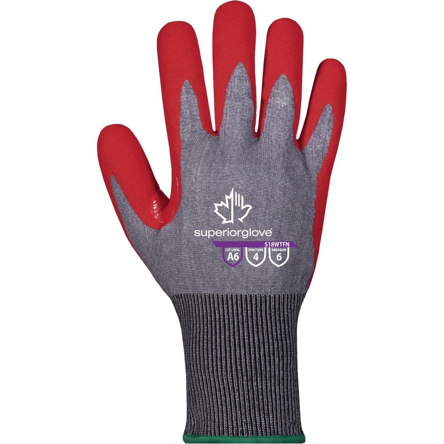 Superior Glove Works Ltd. Waterproof Cut-Resistant Gloves, Size 6, 6 Gauge, Foam Nitrile Coated, TenActiv™ Shell, ASTM ANSI Level A4