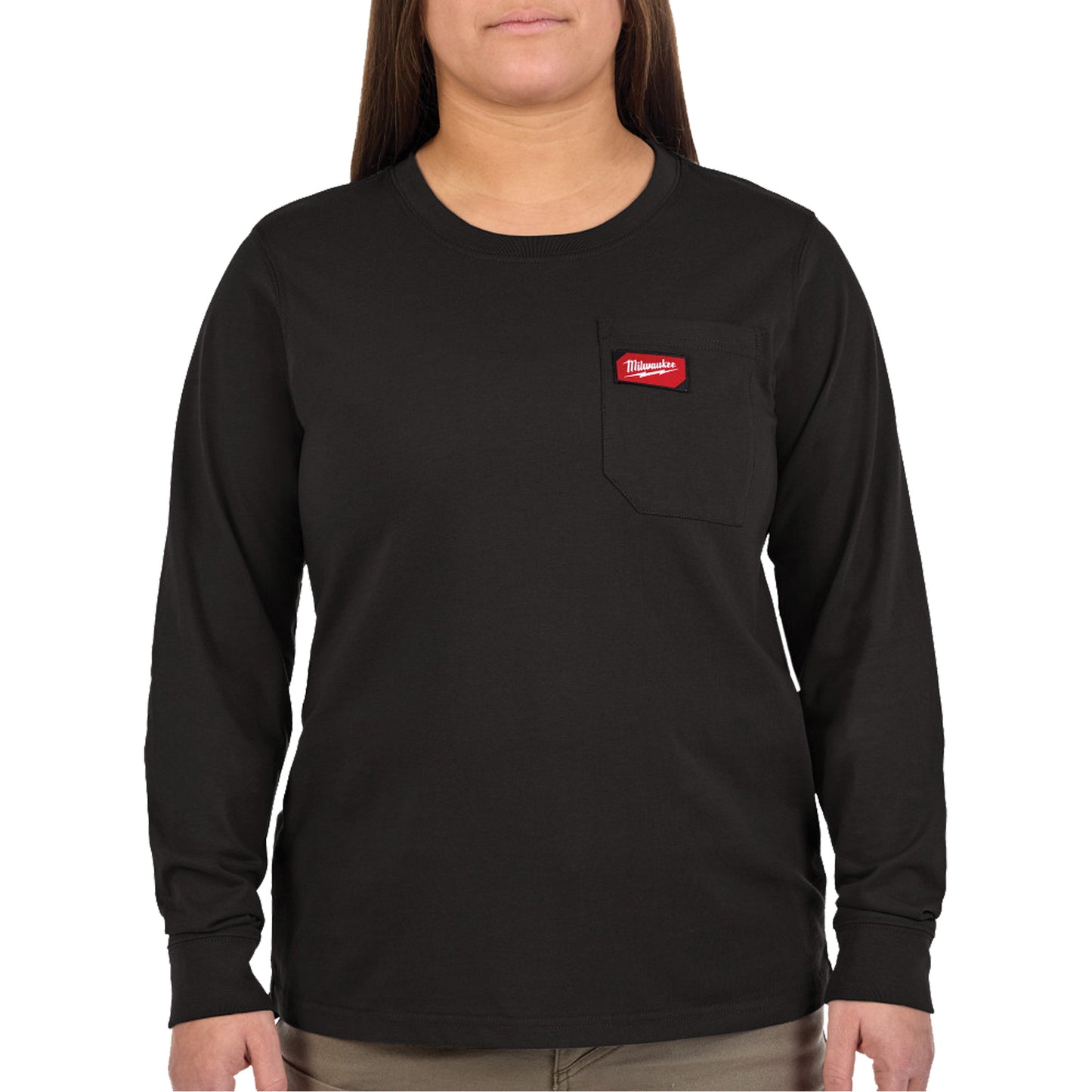 Milwaukee GRIDIRON Long Sleeve Pocket T-Shirt, Women's, Large, Black