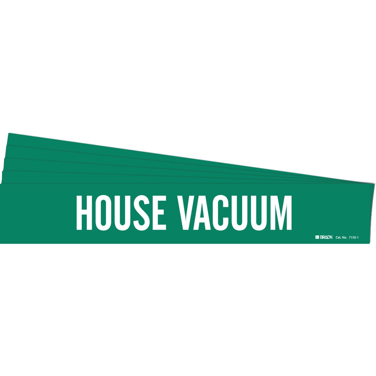 Brady "House Vacuum" Pipe Marker, Self-Adhesive, 2-1/4" H x 14" W, White on Green