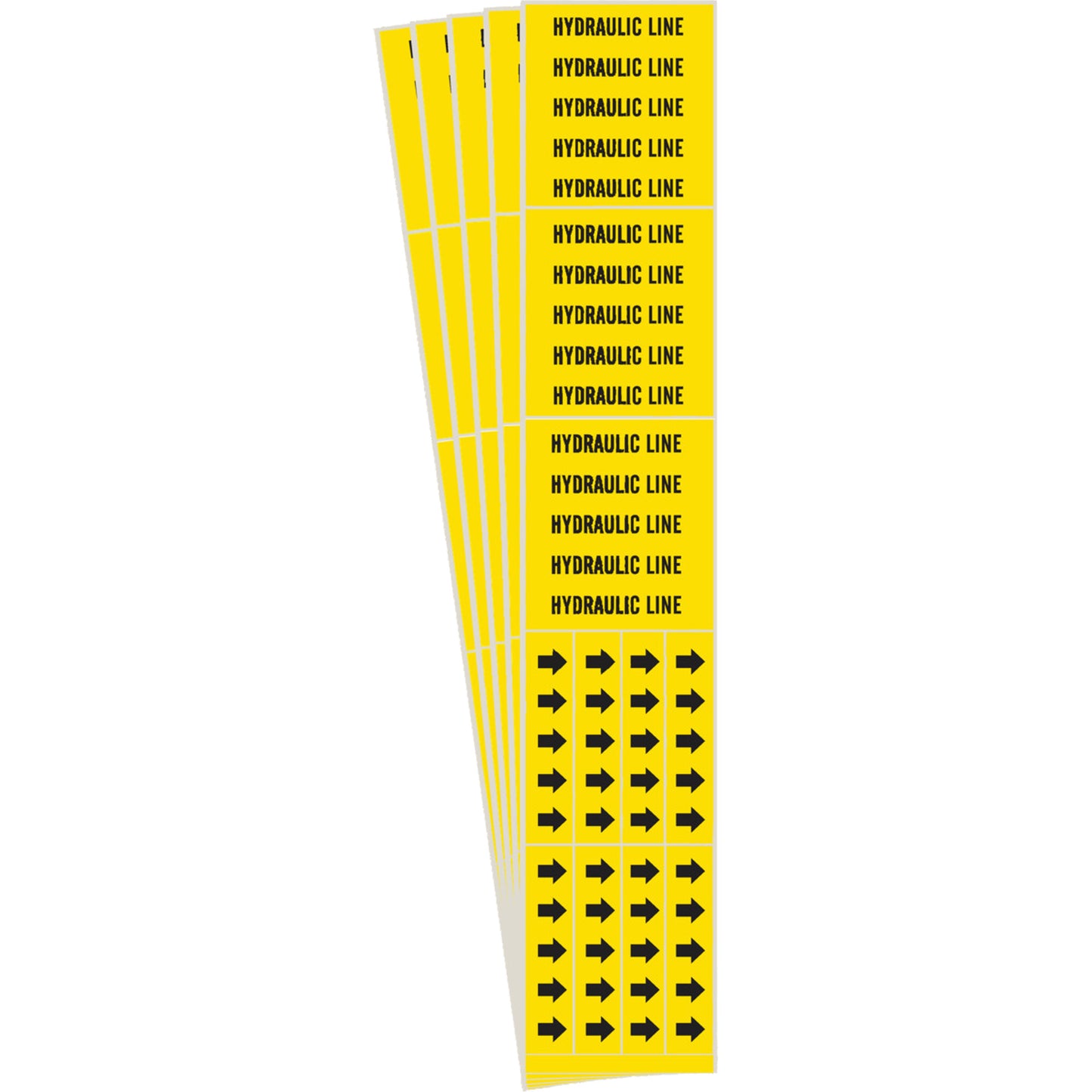 Brady "Hydraulic Line" Pipe Markers, Self-Adhesive, 2-1/4" H x 2-3/4" W, Black on Yellow