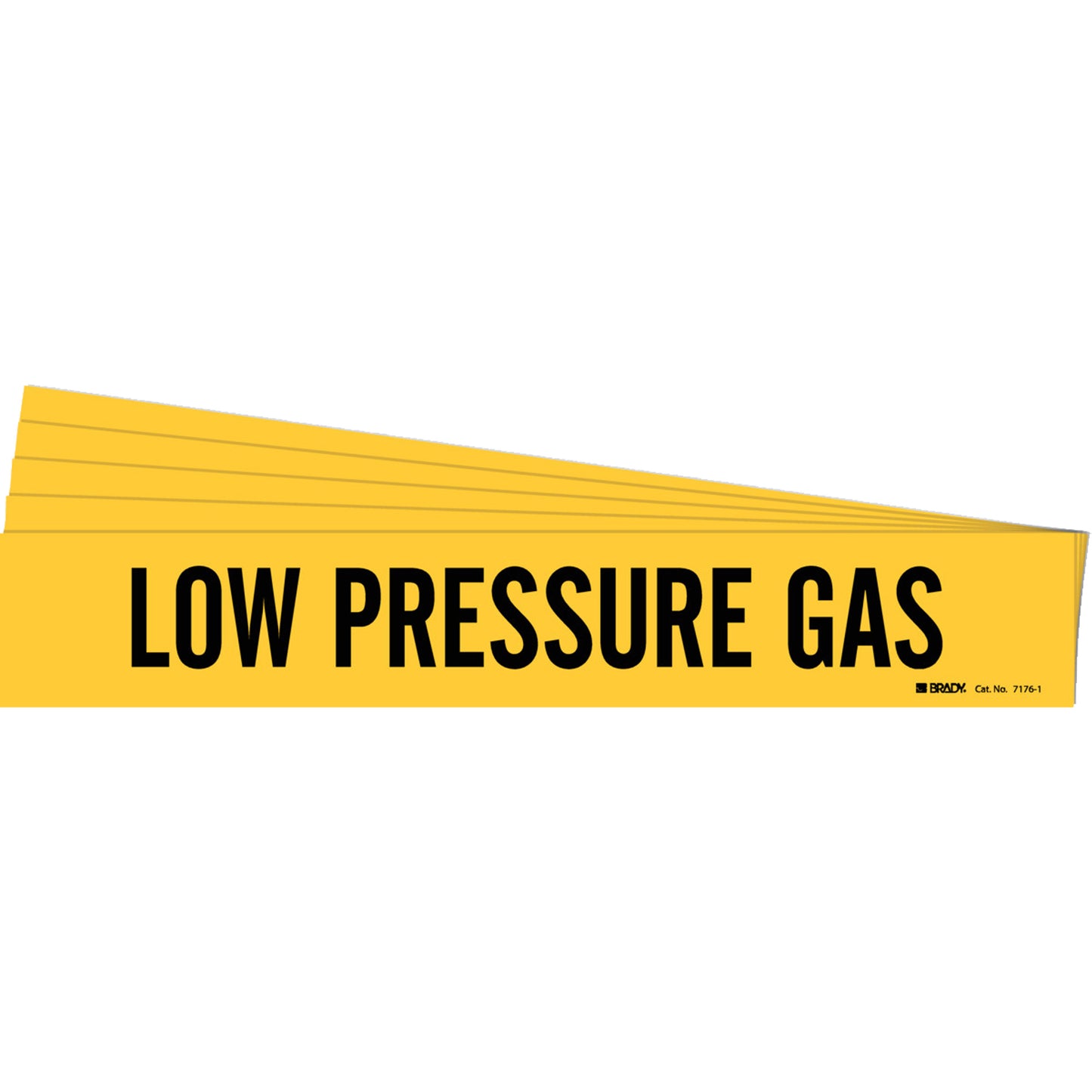 Brady "Low Pressure Gas" Pipe Marker, Self-Adhesive, 2-1/4" H x 14" W, Black on Yellow