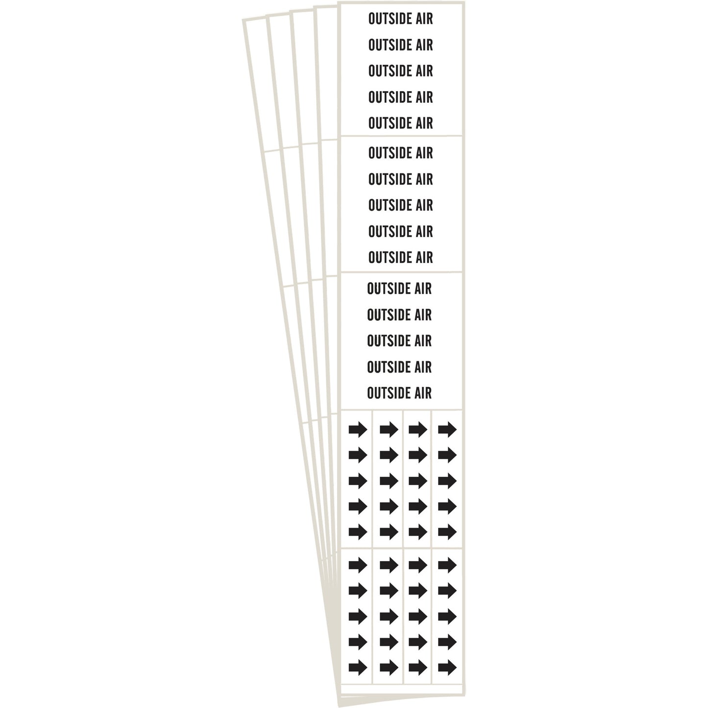 Brady "Outside Air" Pipe Markers, Self-Adhesive, 2-1/4" H x 2-3/4" W, Black on White