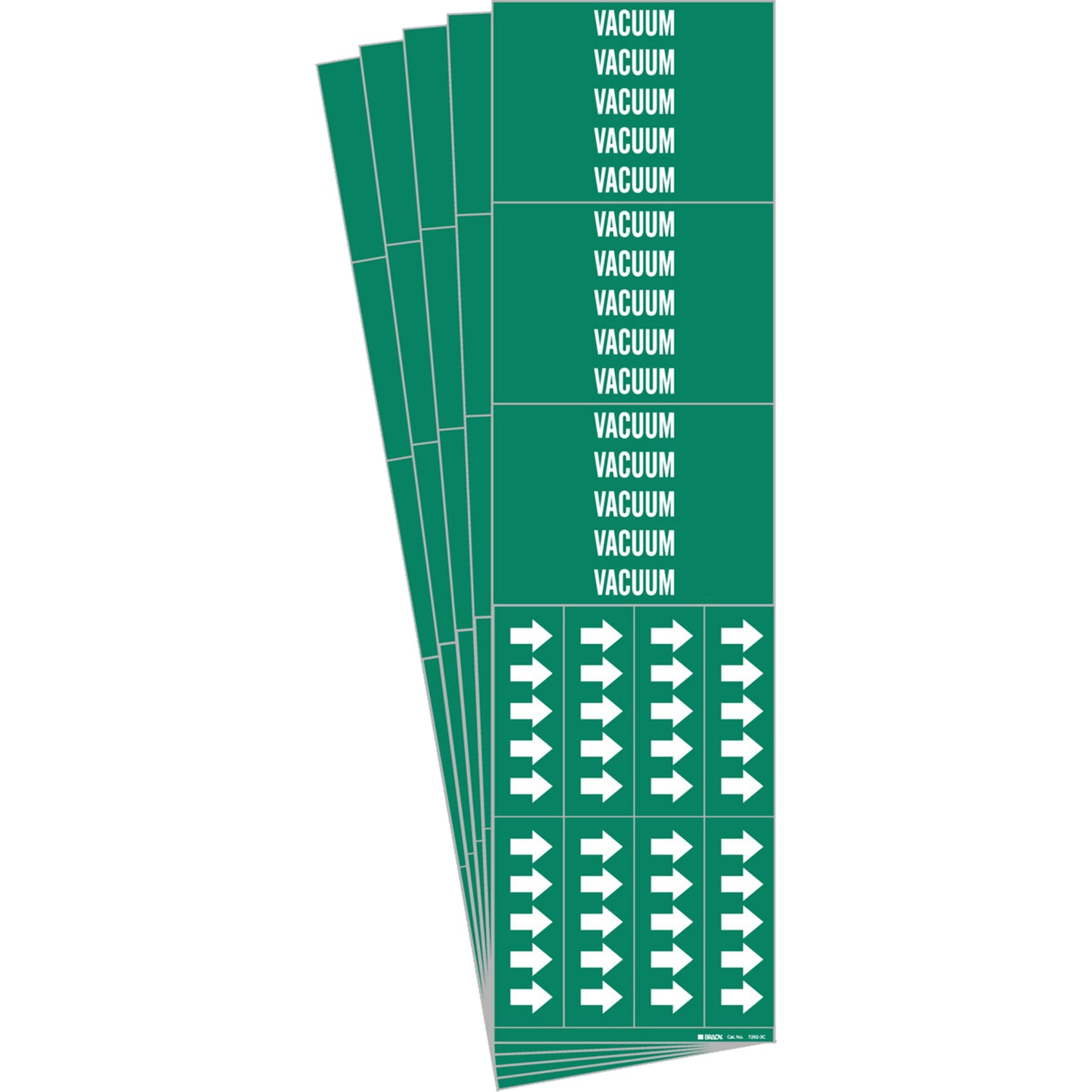 Brady "Vacuum" Pipe Markers, Self-Adhesive, 2-1/4" H x 2-3/4" W, White on Green