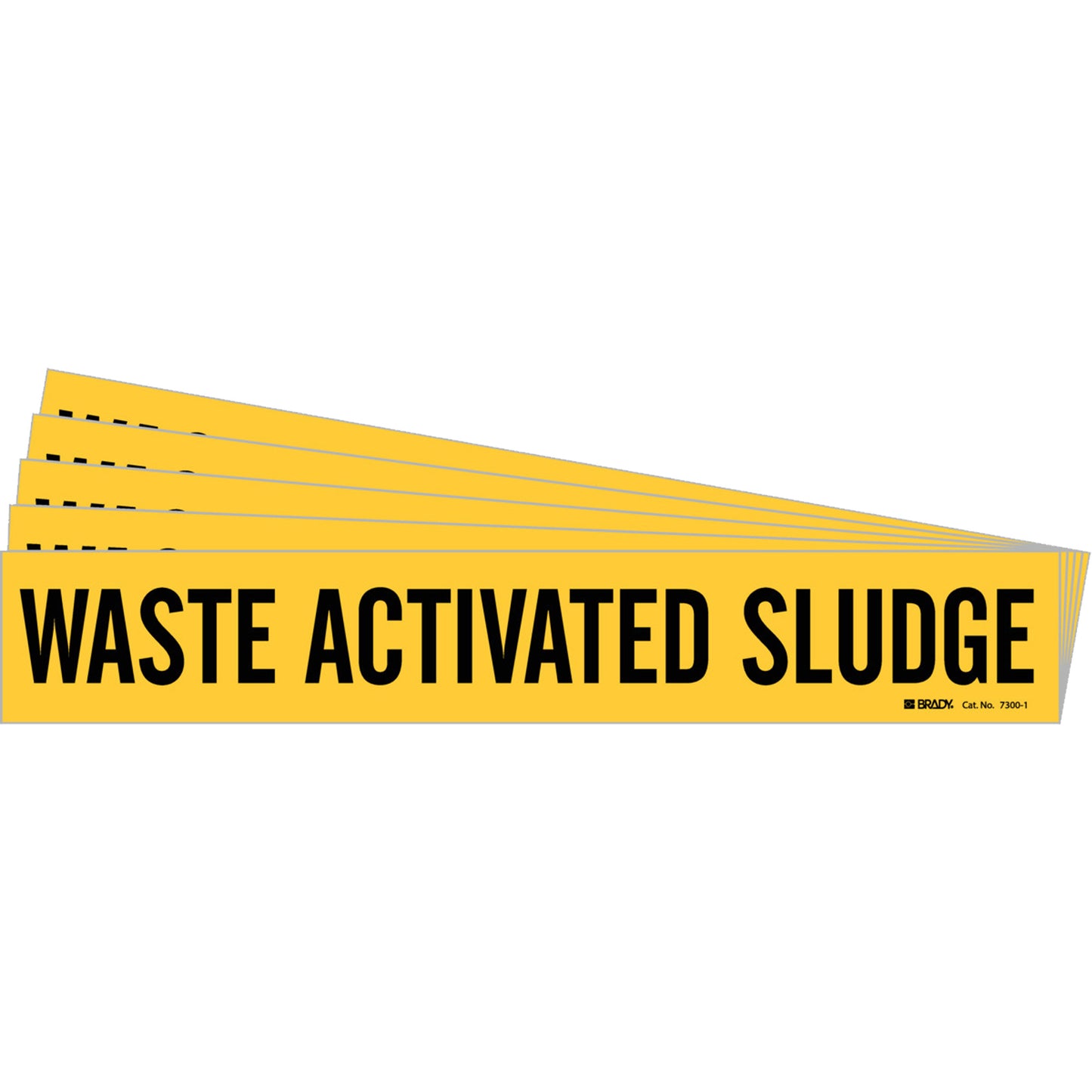 Brady "Waste Activated Sludge" Marker, Self-Adhesive, 2-1/4" H x 14" W, Black on Yellow
