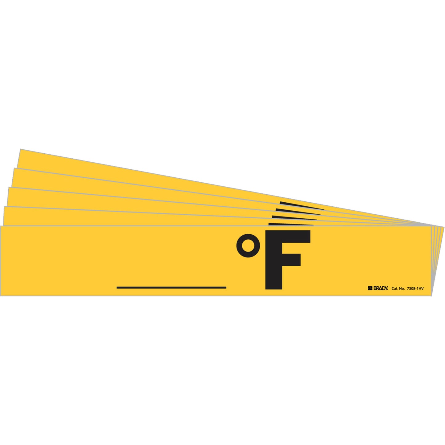 Brady "Blank °F" Pipe Marker, Self-Adhesive, 4" H x 24" W, Black on Yellow