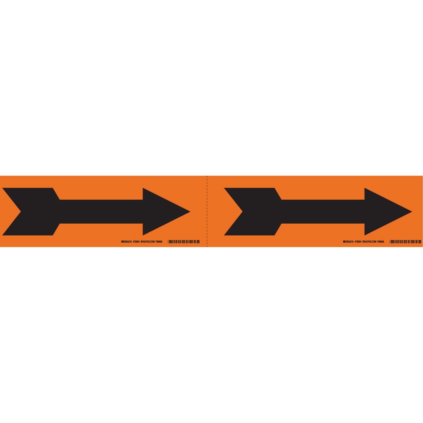 Brady Arrow Pipe Markers, Self-Adhesive, 2-1/4" H x 7" W, Black on Orange