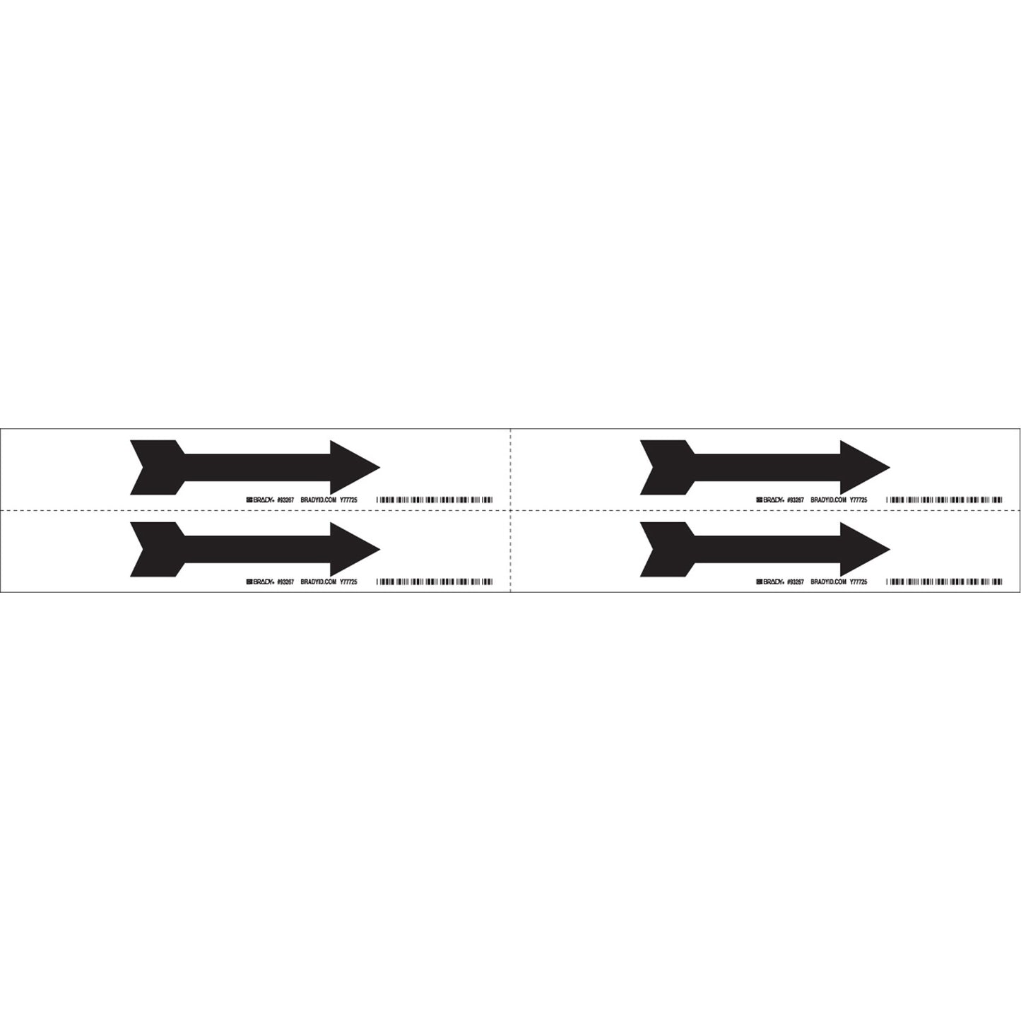 Brady Arrow Pipe Marker, Self-Adhesive, 1-1/8" H x 7" W, Black on White
