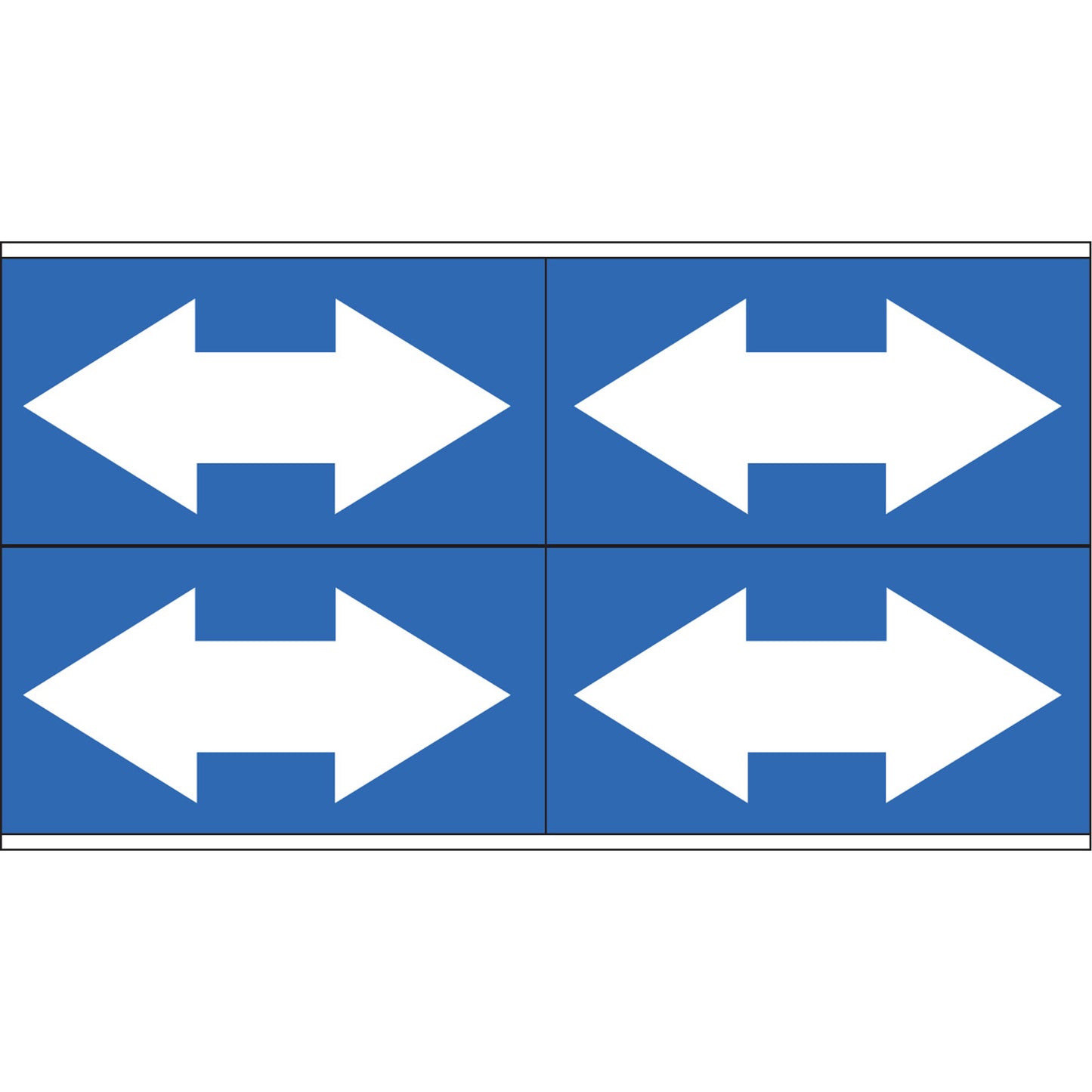 Brady Dual Direction Arrow Pipe Markers, Self-Adhesive, 1-1/8" H x 7" W, White on Blue