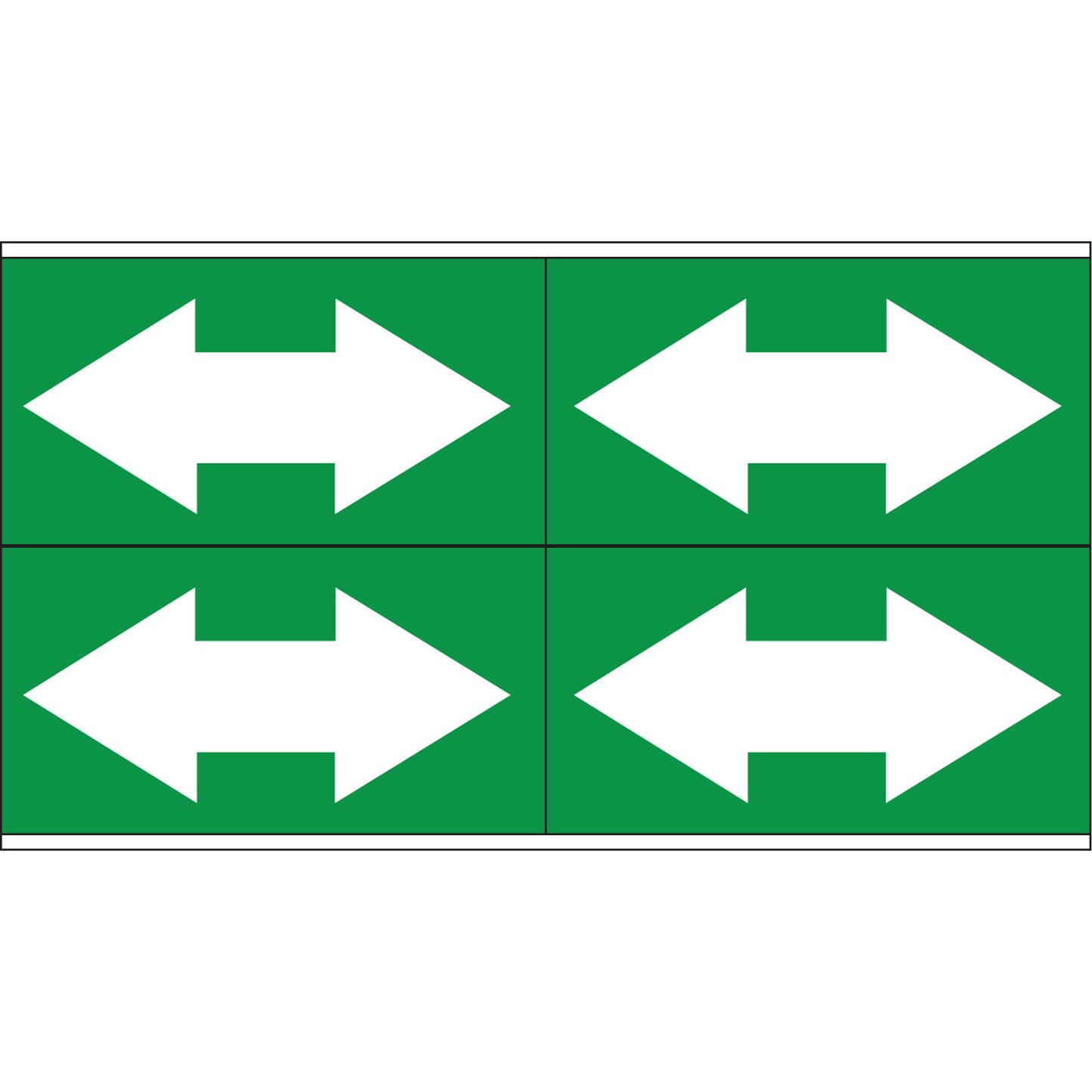 Brady Dual Direction Arrow Pipe Markers, Self-Adhesive, 1-1/8" H x 7" W, White on Green