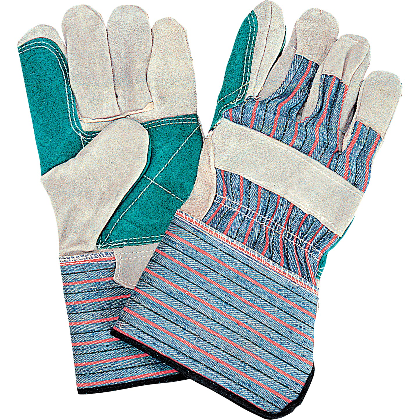 Zenith Safety Products Standard Quality Double Palm Fitters Glove, Large, Split Cowhide Palm, Cotton Inner Lining