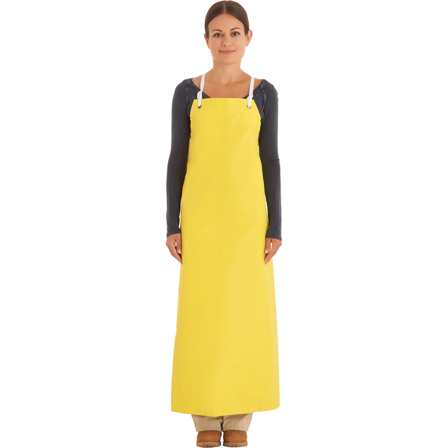 Ansell Reinforced Heavy-Duty Apron, Neoprene, 45" L x 35" W, Yellow