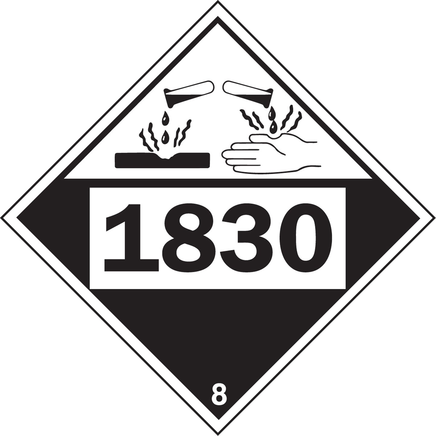 Brady 1830 Sulphuric Acid Corrosive Materials TDG Placard, Plastic