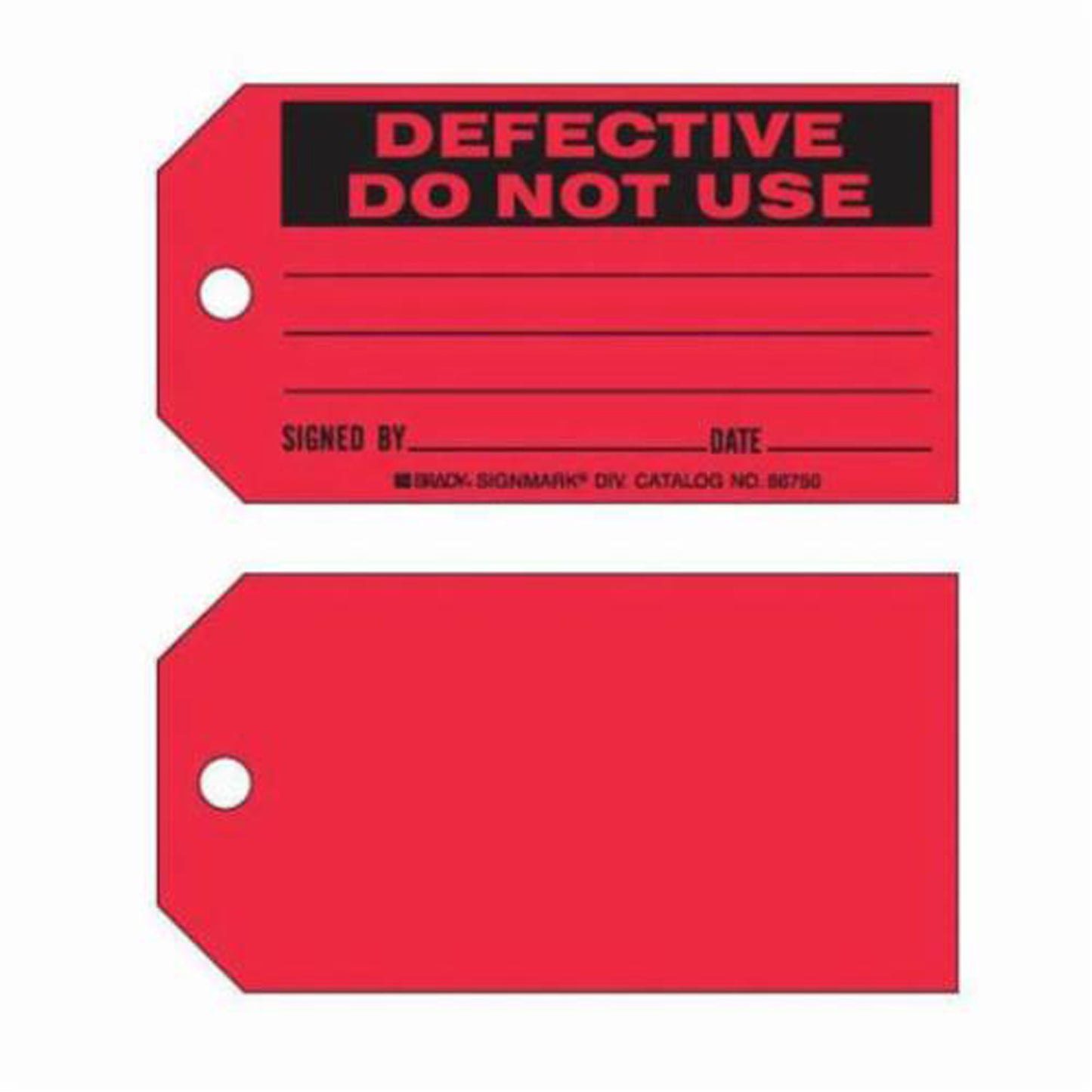 Brady "Defective Do Not Use" Tags, Paper, 5-3/4" W x 3" H, English
