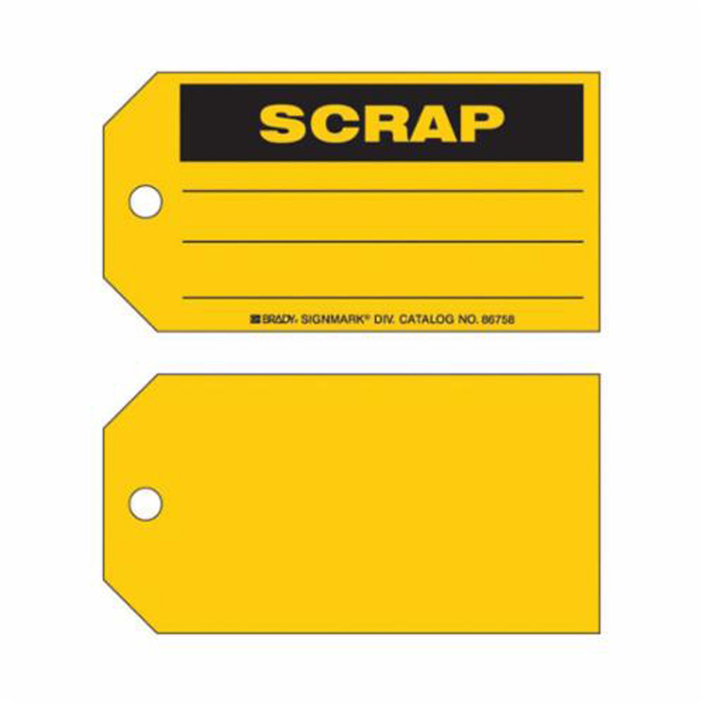 Brady Scrap Material Control Tags, Paper, 5-3/4" W x 3" H, English