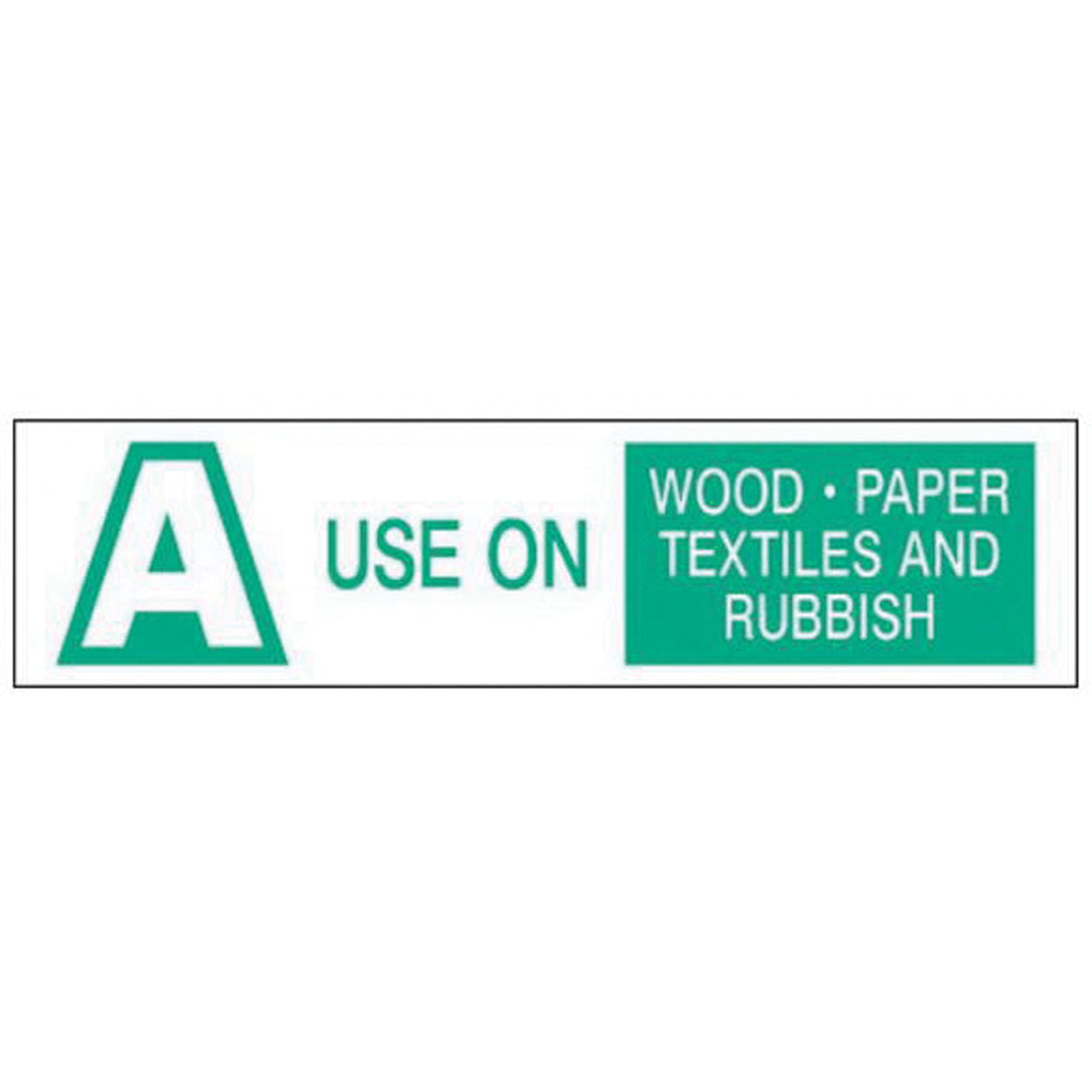 "A Use on Wood Paper Textiles and Rubbish" Labels, 6" L x 1-1/2" W, Green on White
