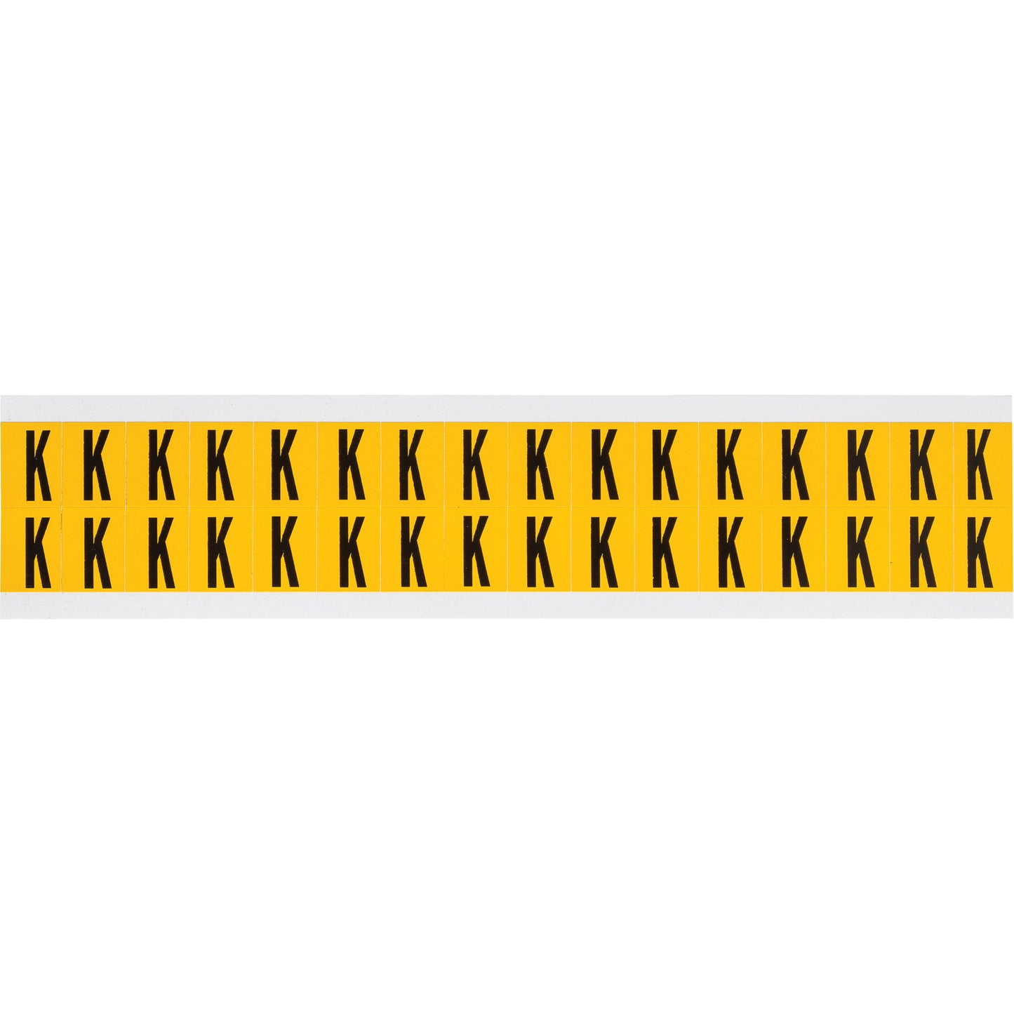 Brady Individual Number and Letter Labels, K, 5/8" H, Black on Yellow