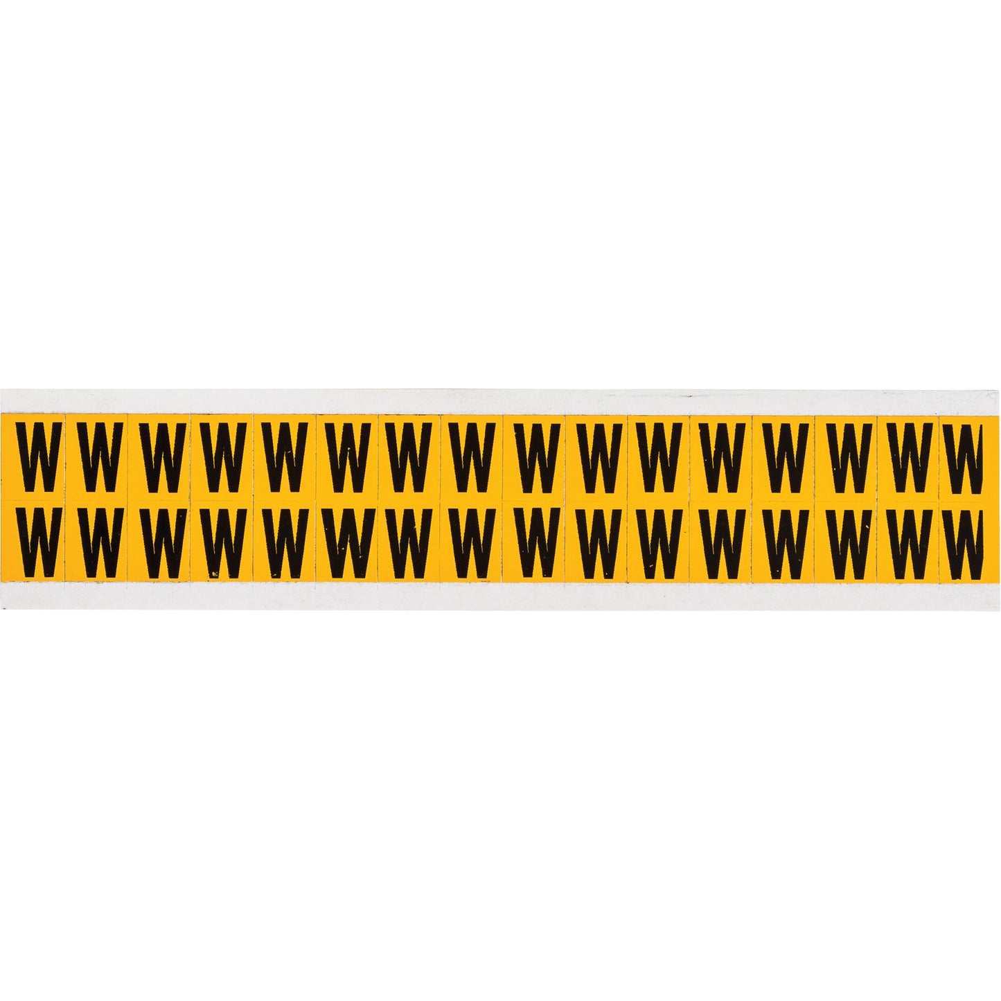 Brady Individual Number & Letter Label, W, 5/8" H, Black on Yellow