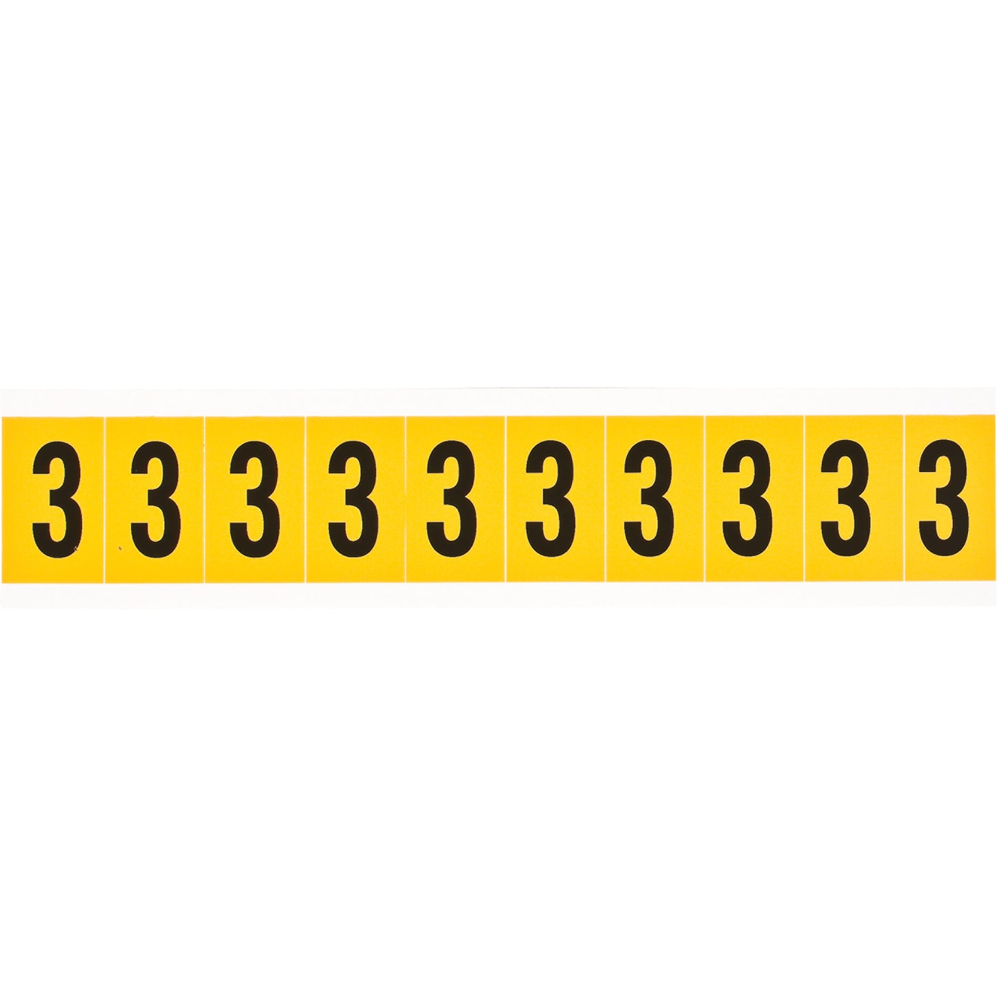 Brady Individual Number and Letter Labels, 3, 1" H, Black on Yellow