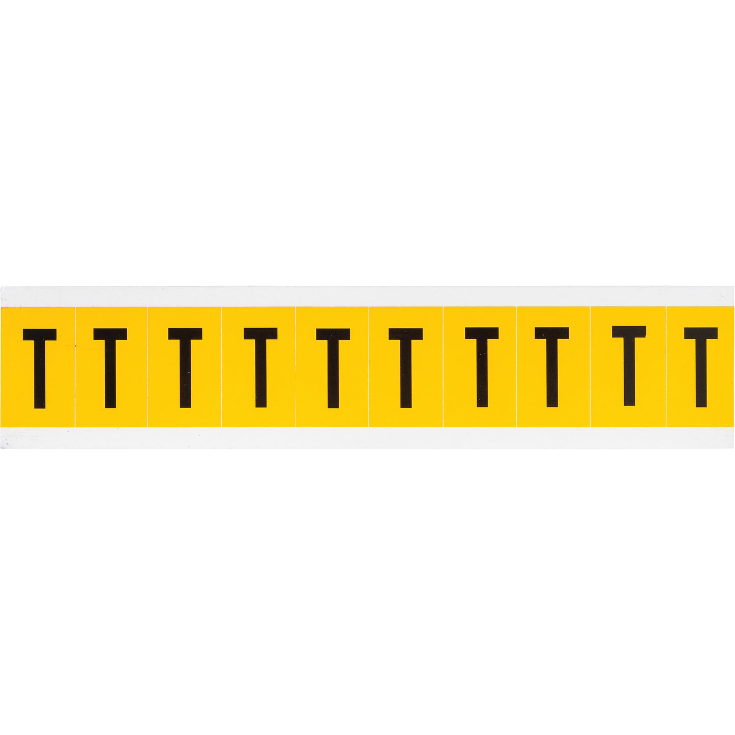 Brady Individual Number & Letter Labels, T, 1" H, Black on Yellow