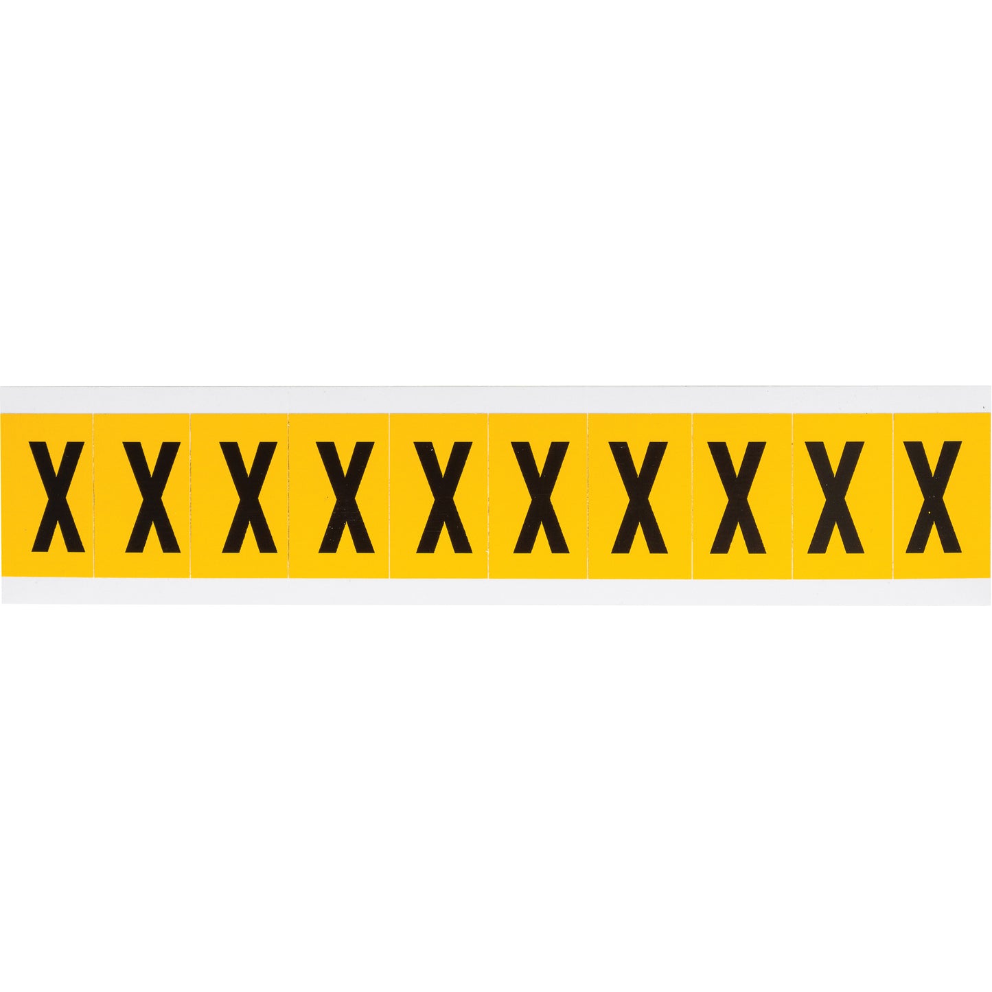 Brady Individual Number & Letter Labels, X, 1" H, Black on Yellow