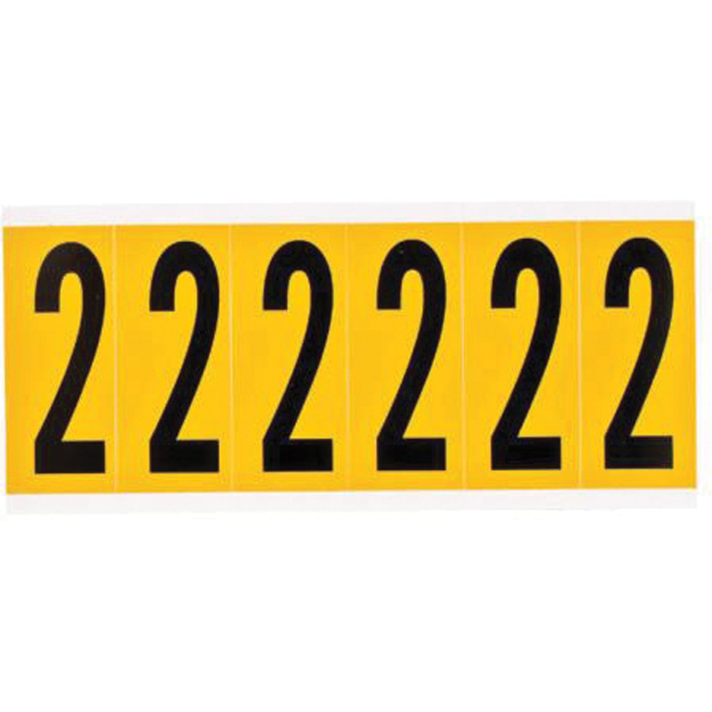 Brady Individual Number and Letter Labels, 2, 2" H, Black on Yellow