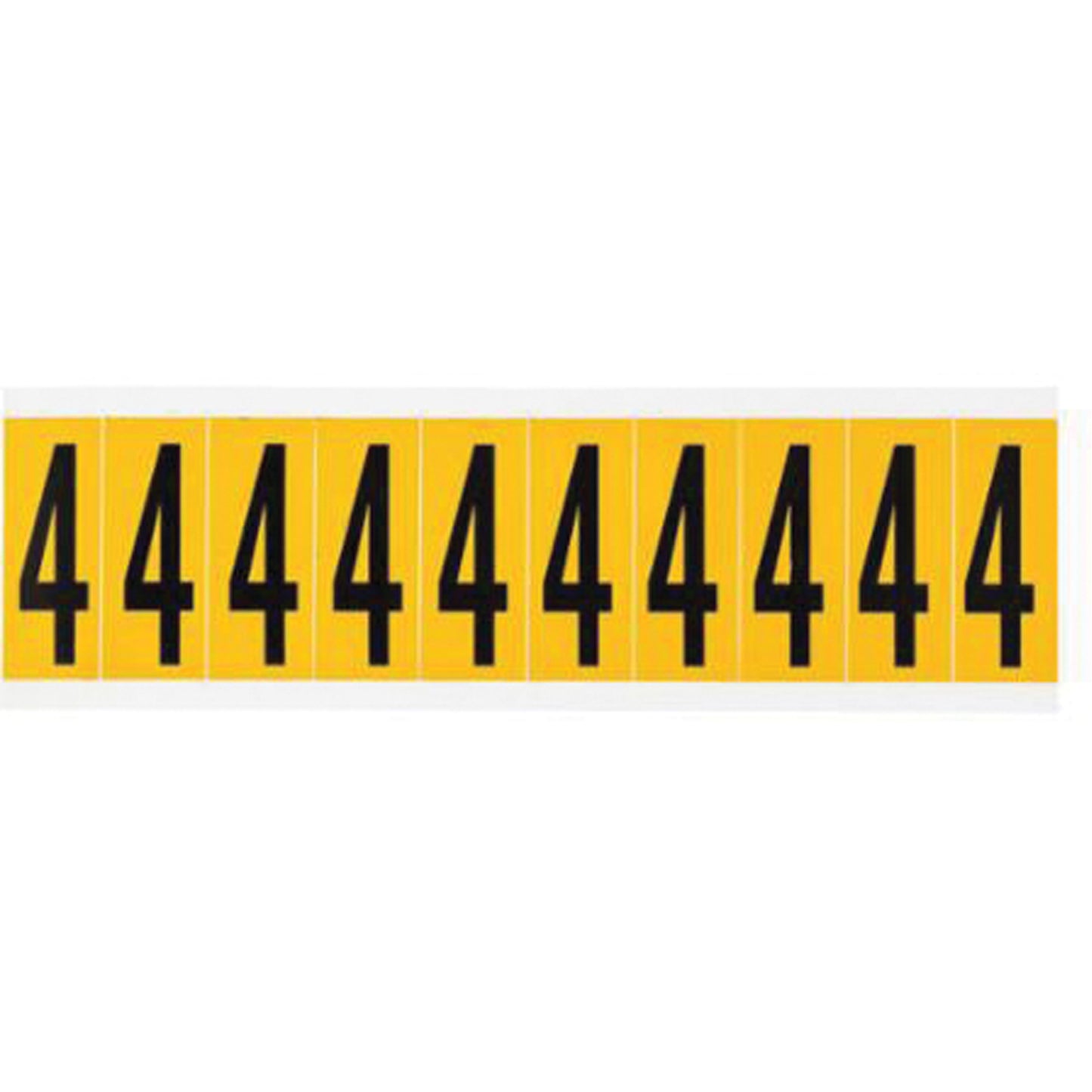 Brady Individual Number and Letter Labels, 4, 2" H, Yellow on Black