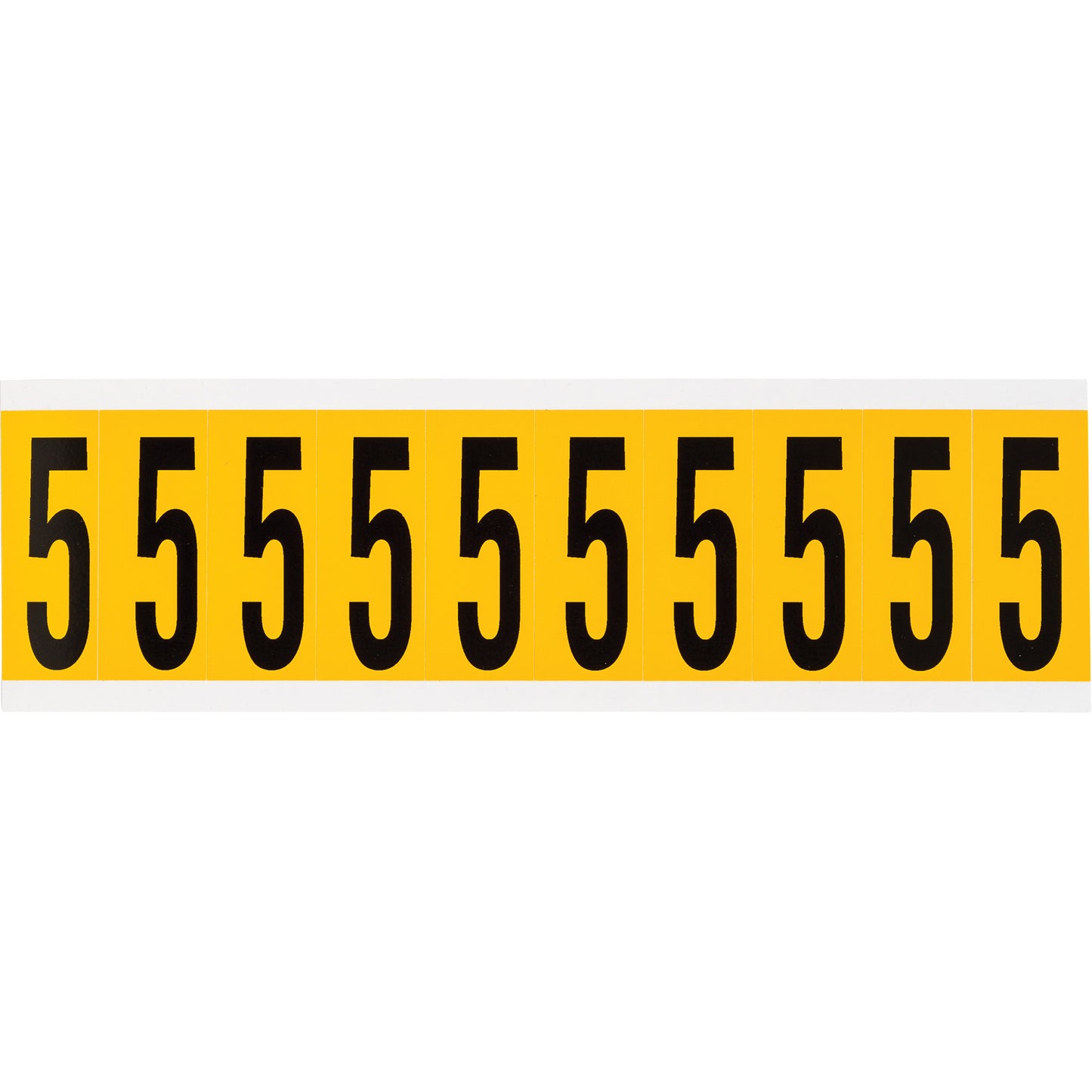 Brady Individual Number and Letter Labels, 5, 2" H, Black on Yellow
