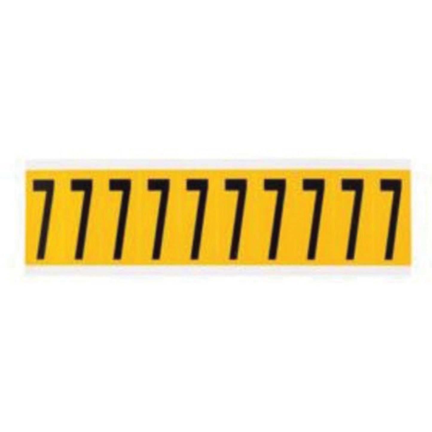Brady Individual Number and Letter Label, 7, 2" H, Black on Yellow