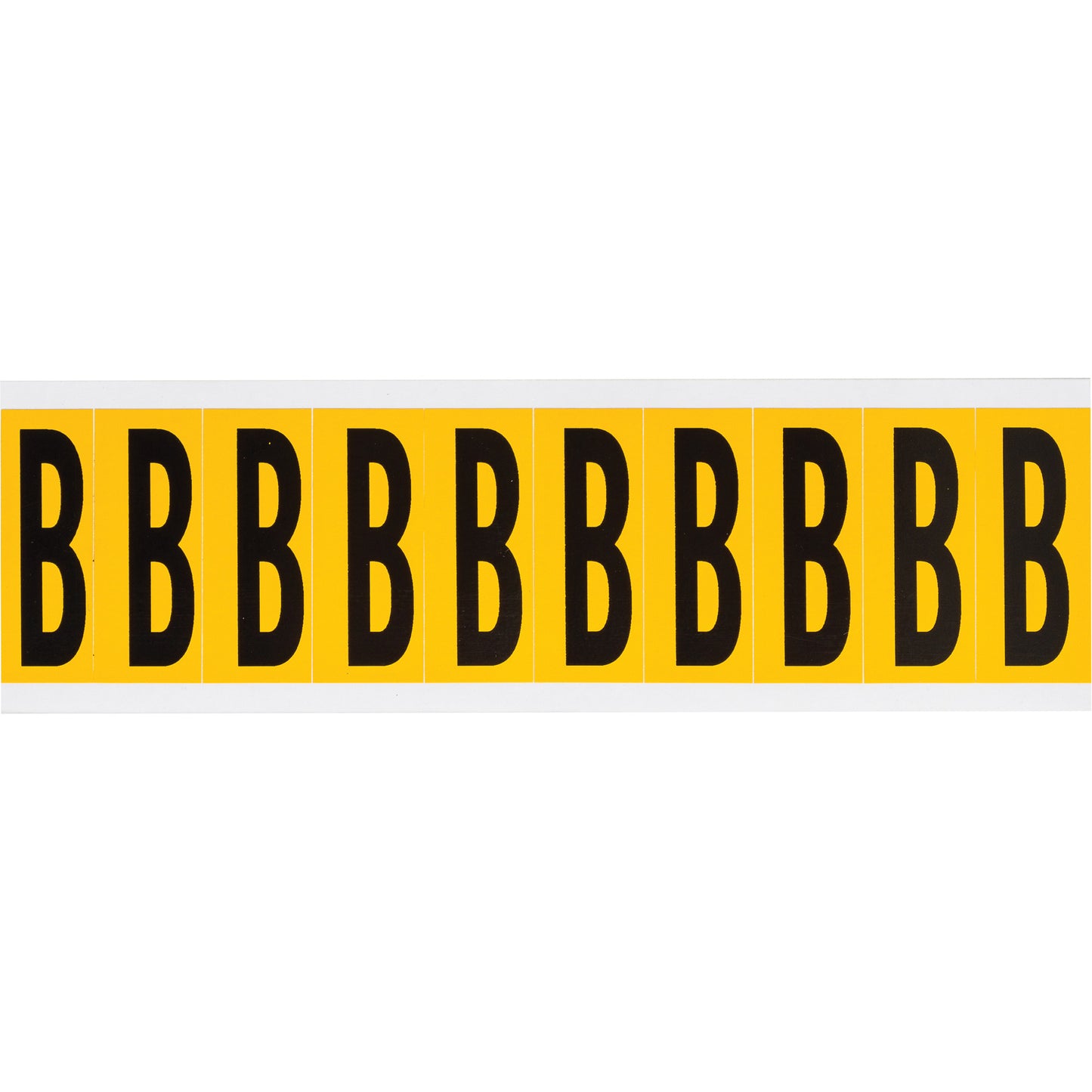 Brady Individual Number and Letter Labels, B, 2" H, Black on Yellow