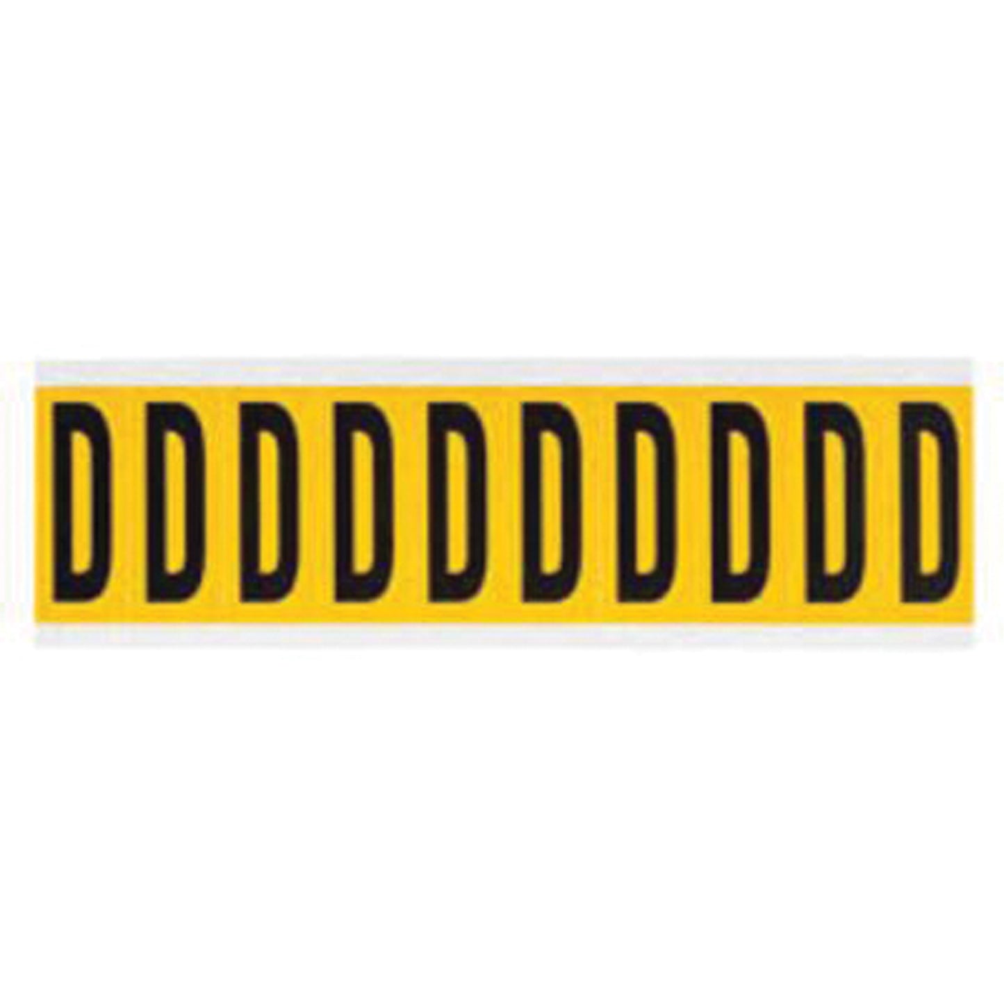 Brady Individual Number and Letter Labels, D, 2" H, Black on Yellow