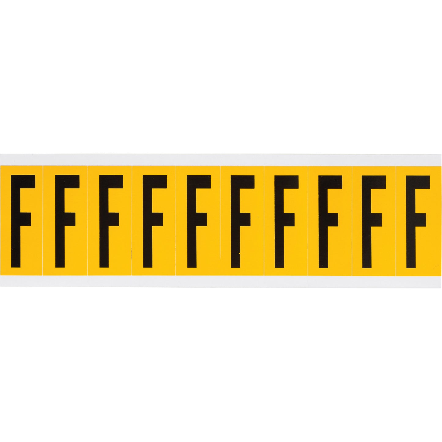 Brady Individual Number and Letter Labels, F, 2" H, Black on Yellow