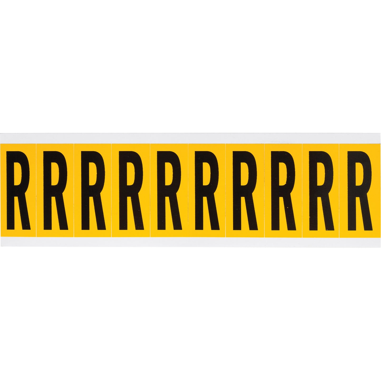 Brady Individual Number & Letter Labels, R, 2" H, Black on Yellow