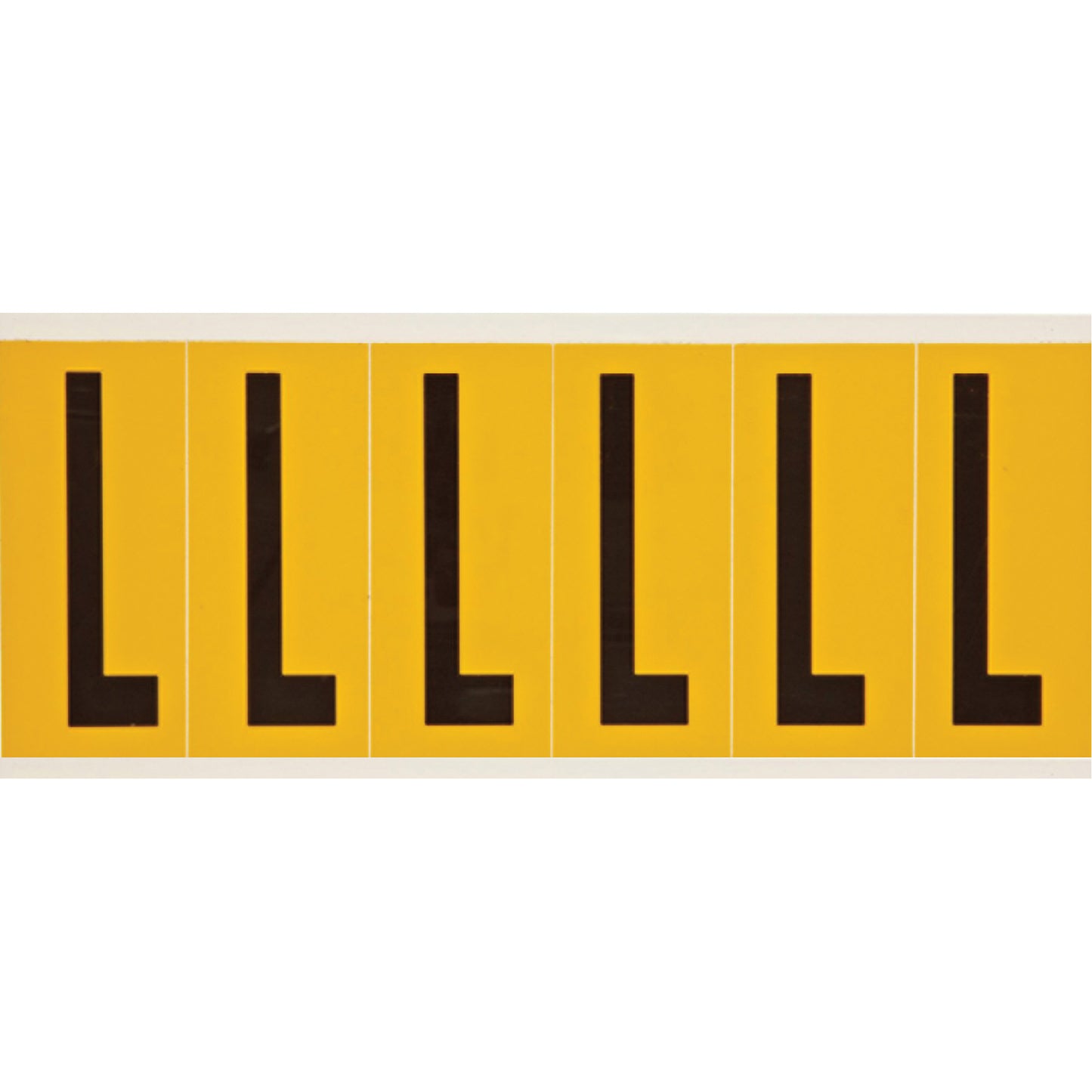Brady Individual Number and Letter Labels, L, 3" H, Black on Yellow