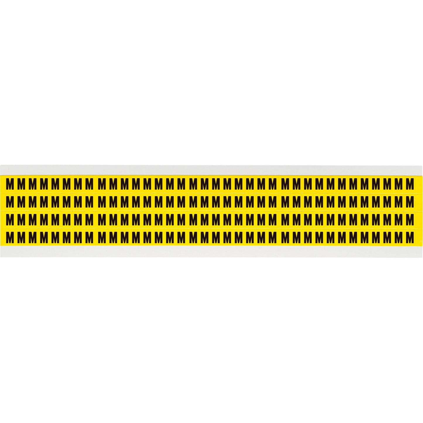 Brady Repositionable Individual Number & Letter Labels, M, 1/4" H, Black on Yellow
