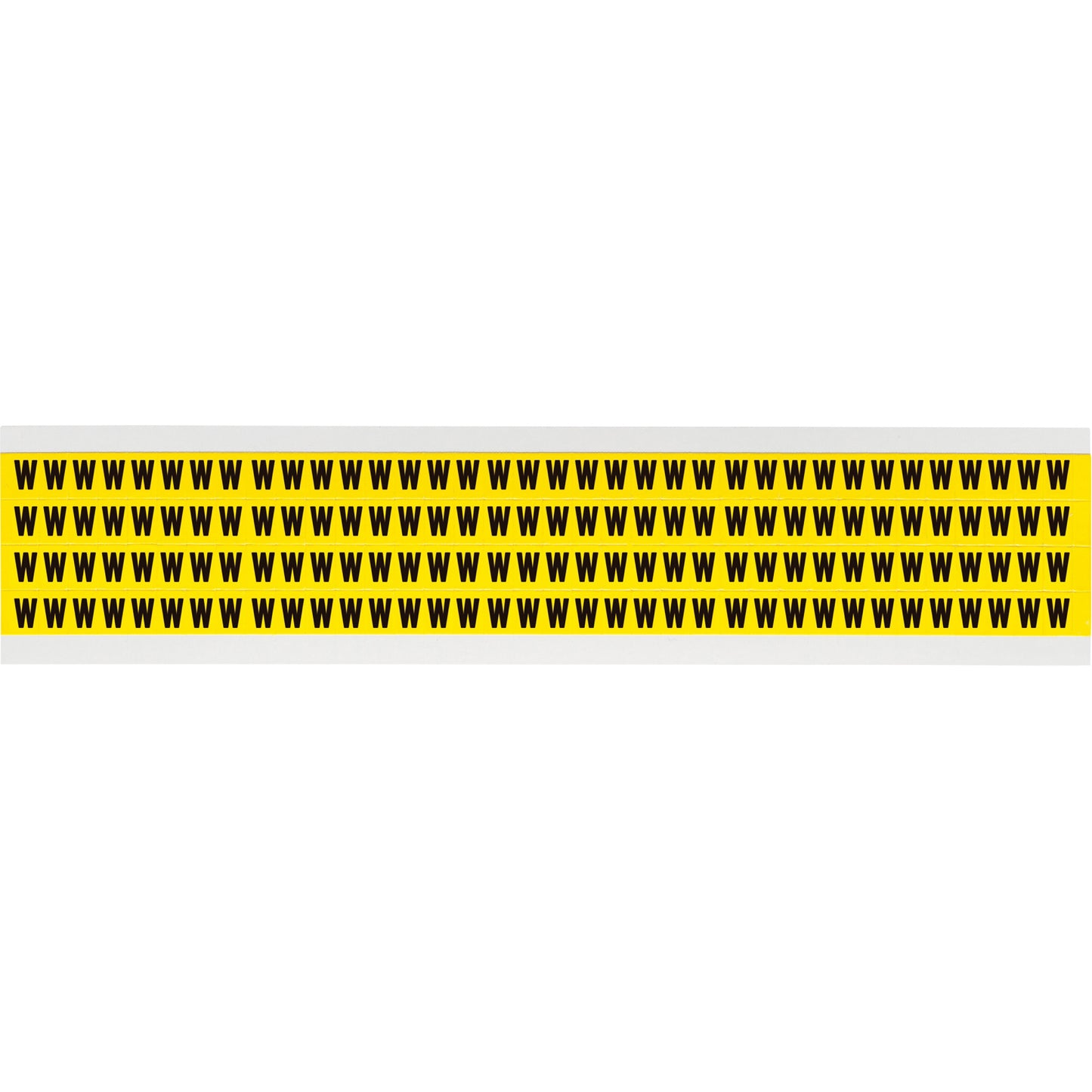 Brady Repositionable Individual Number & Letter Labels, W, 1/4" H, Black on Yellow