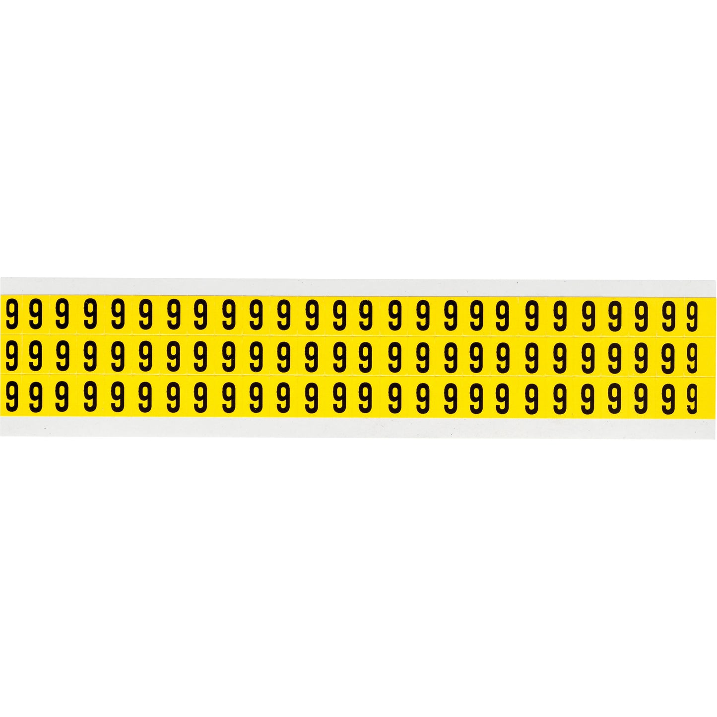 Brady Repositionable Individual Number and Letter Labels, 9, 3/8" H, Black on Yellow