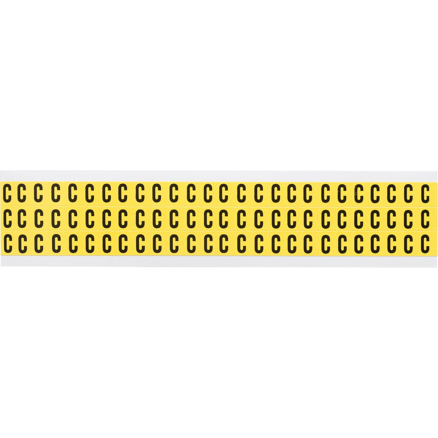 Brady Repositionable Individual Number and Letter Labels, C, 3/8" H, Black on Yellow