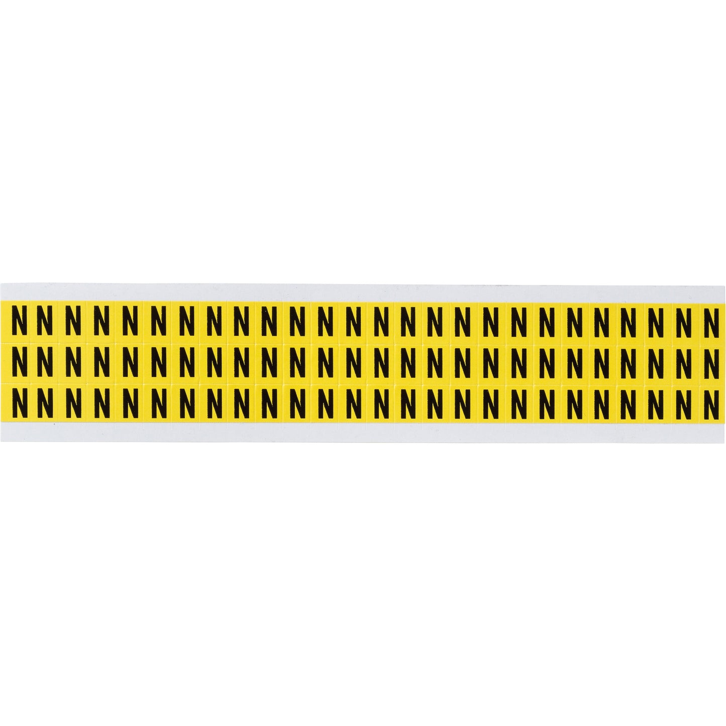 Brady Repositionable Individual Number & Letter Labels, N, 3/8" H, Black on Yellow