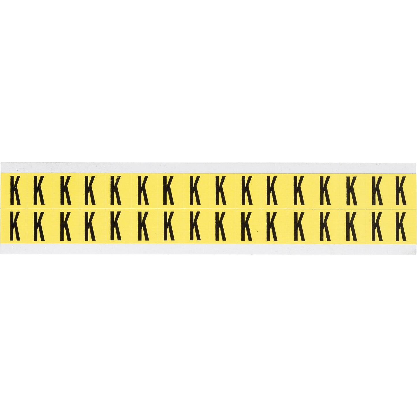 Brady Repositionable Individual Number and Letter Labels, K, 5/8" H, Black on Yellow