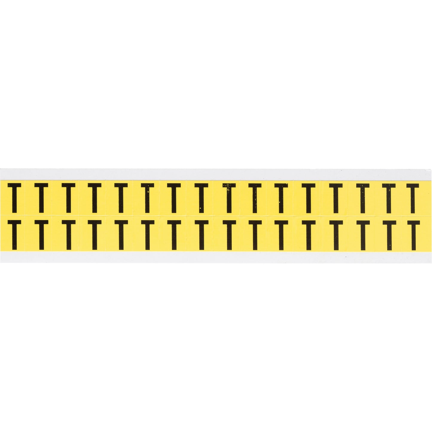 Brady Repositionable Individual Number & Letter Labels, T, 5/8" H, Black on Yellow