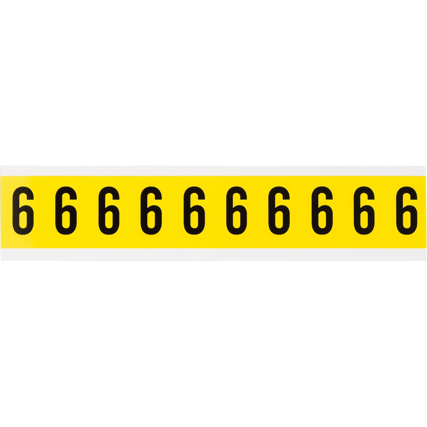 Brady Repositionable Individual Number and Letter Labels, 6, 1" H, Black on Yellow