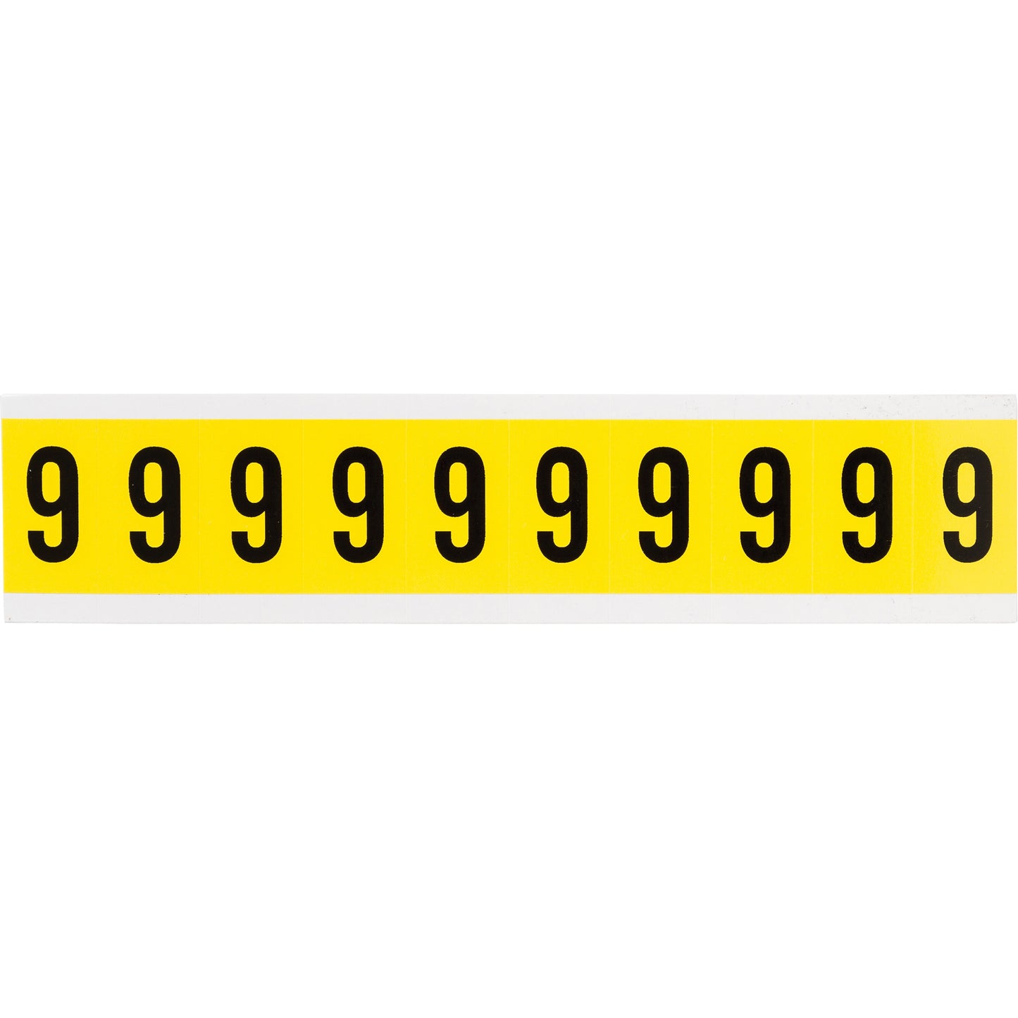 Brady Repositionable Individual Number and Letter Labels, 9, 1" H, Black on Yellow