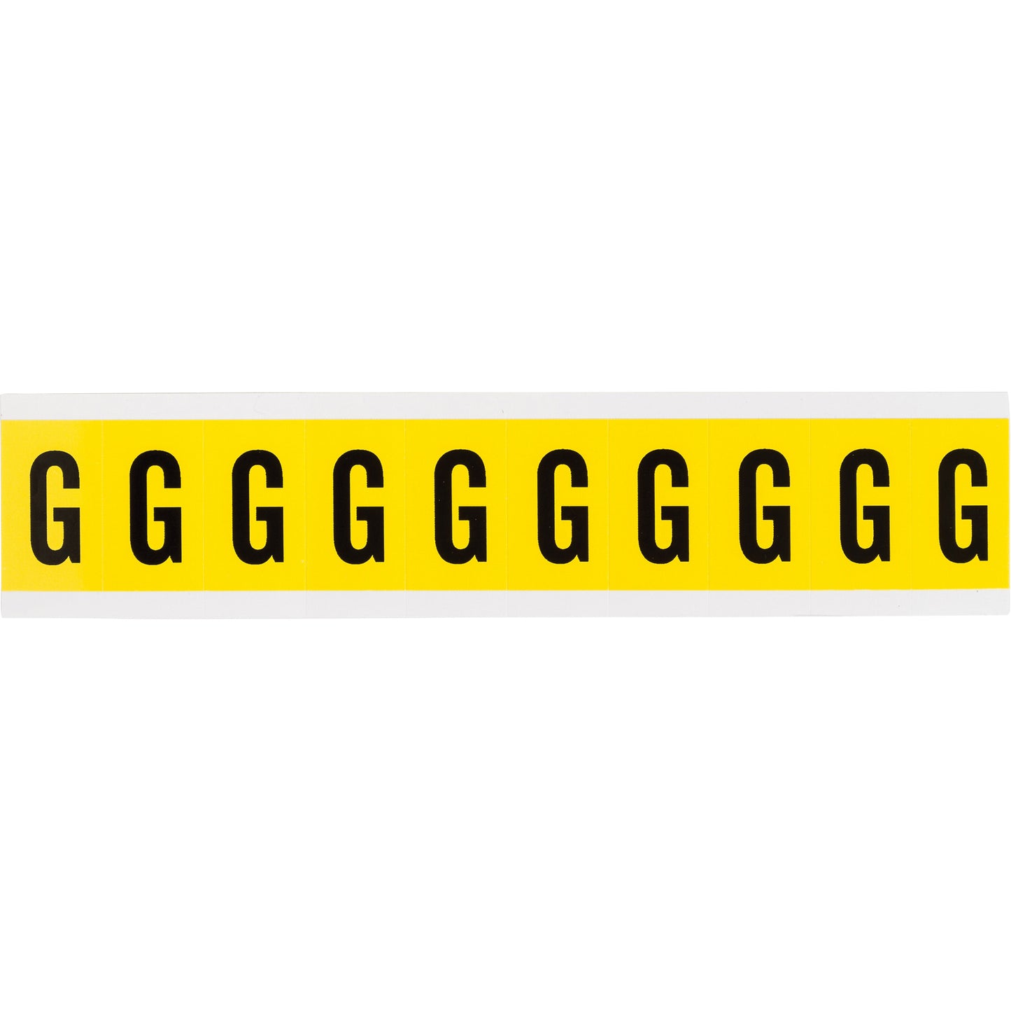 Brady Repositionable Individual Number and Letter Labels, G, 1" H, Black on Yellow