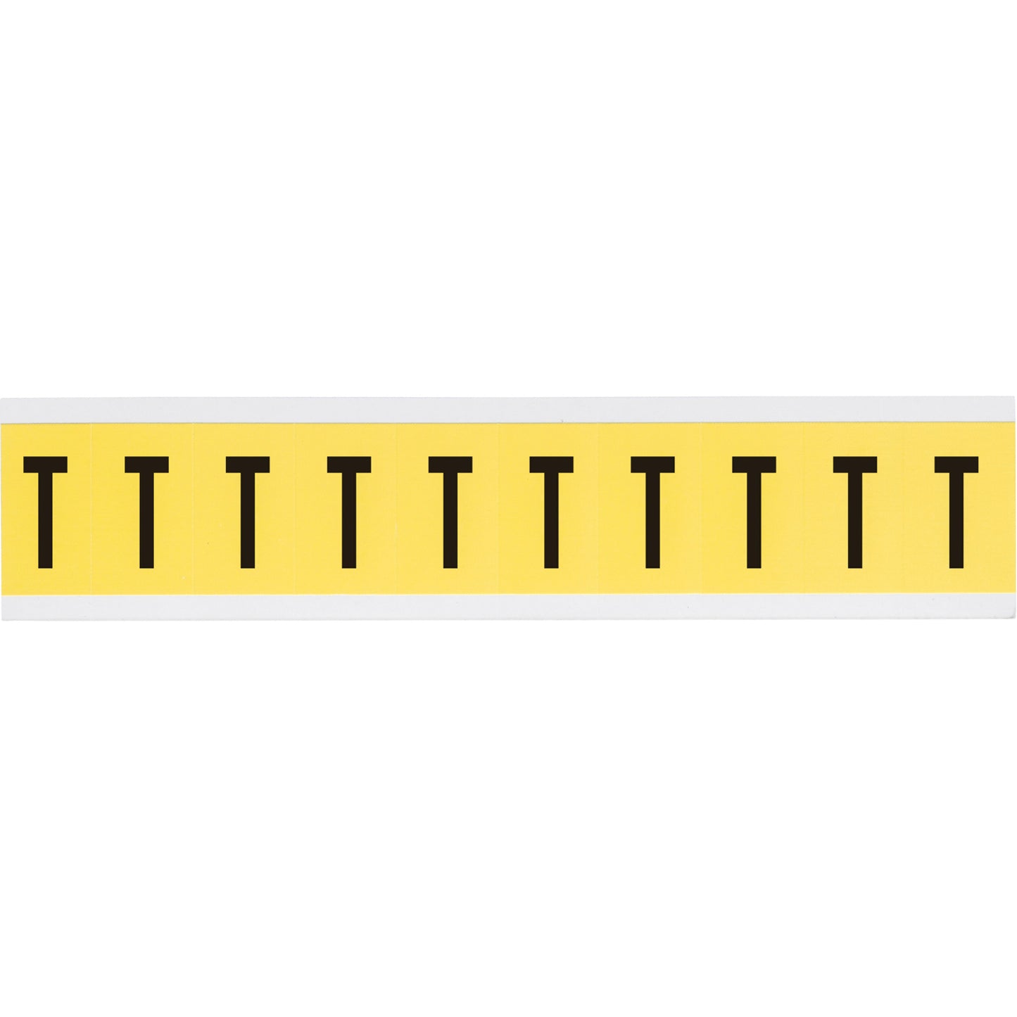 Brady Repositionable Individual Number & Letter Labels, T, 1" H, Black on Yellow