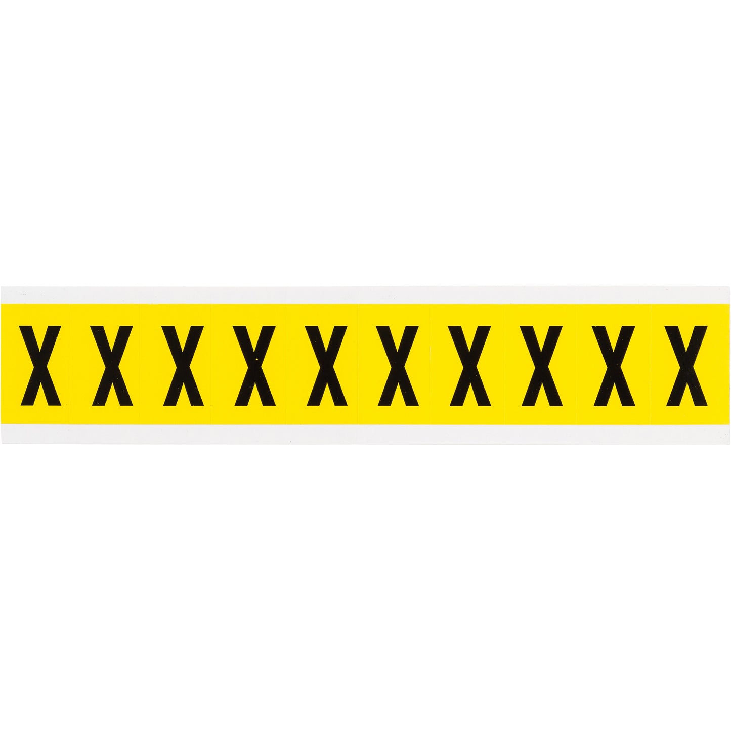 Brady Repositionable Individual Number & Letter Labels, X, 1" H, Black on Yellow