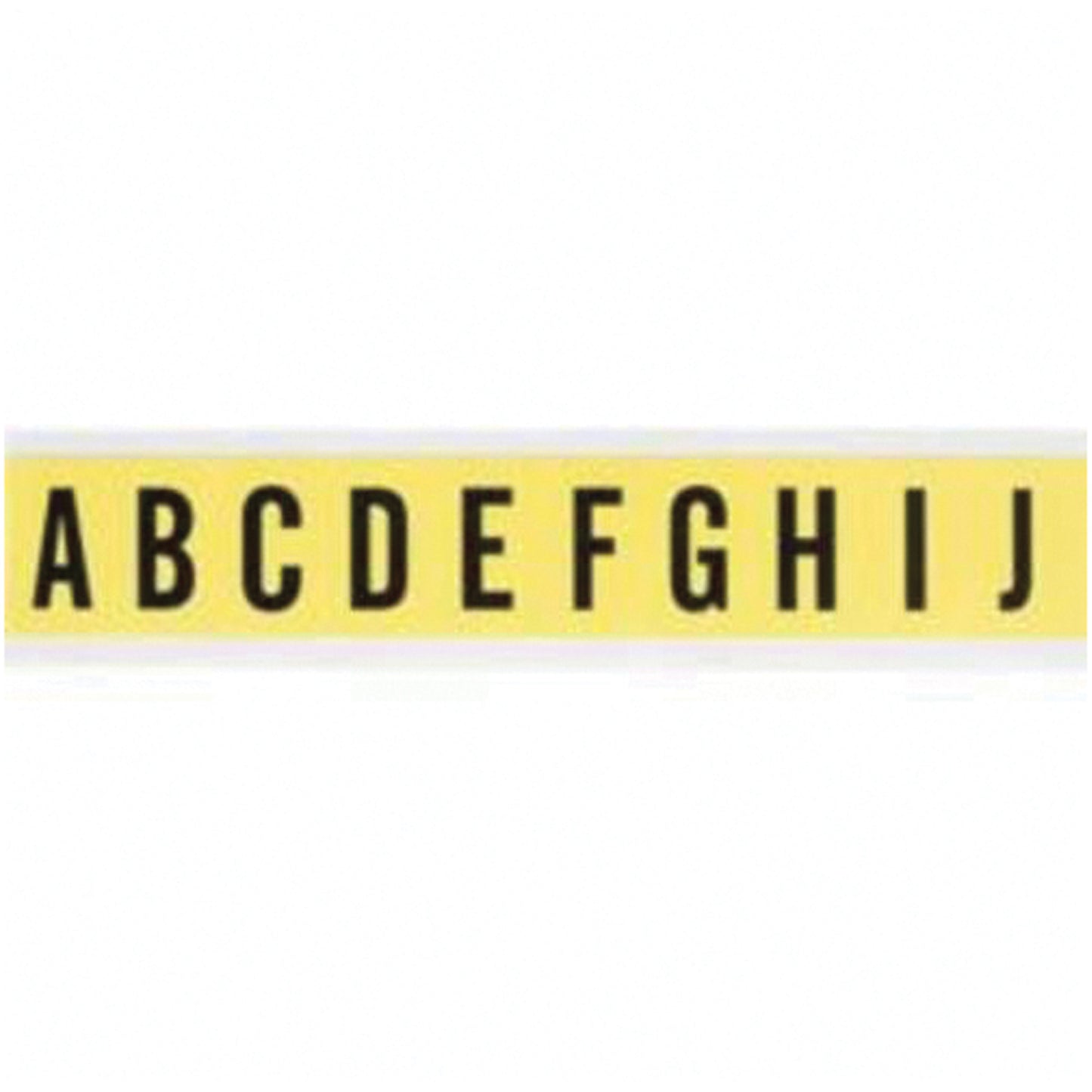 Brady Repositionable Individual Number and Letter Labels, A/B/C/D/E/F/G/H/I/J, 1" H, Black on Yellow