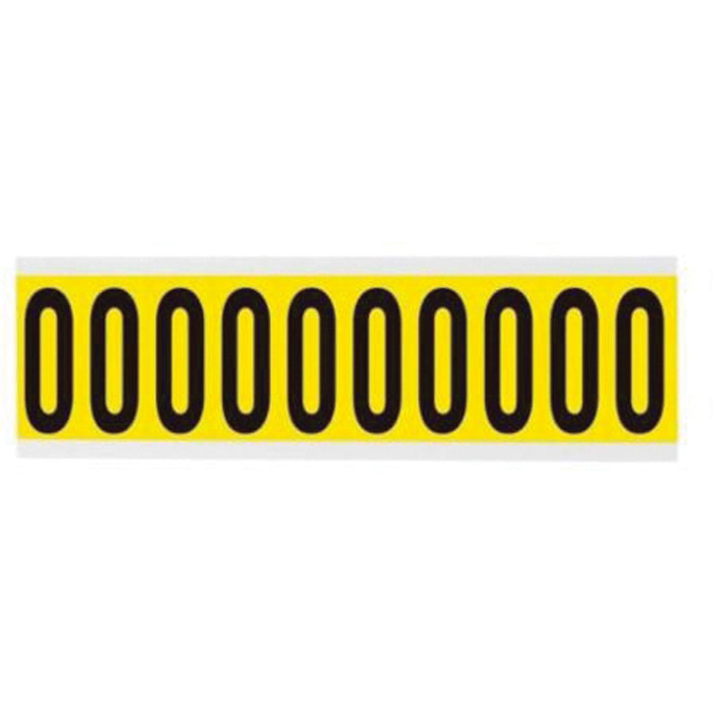 Brady Repositionable Individual Number and Letter Labels, 0, 2" H, Black on Yellow