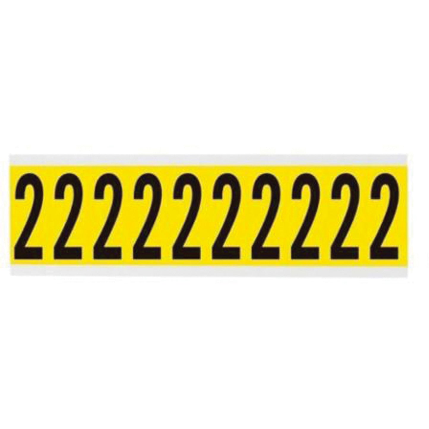 Brady Repositionable Individual Number and Letter Labels, 2, 2" H, Black on Yellow